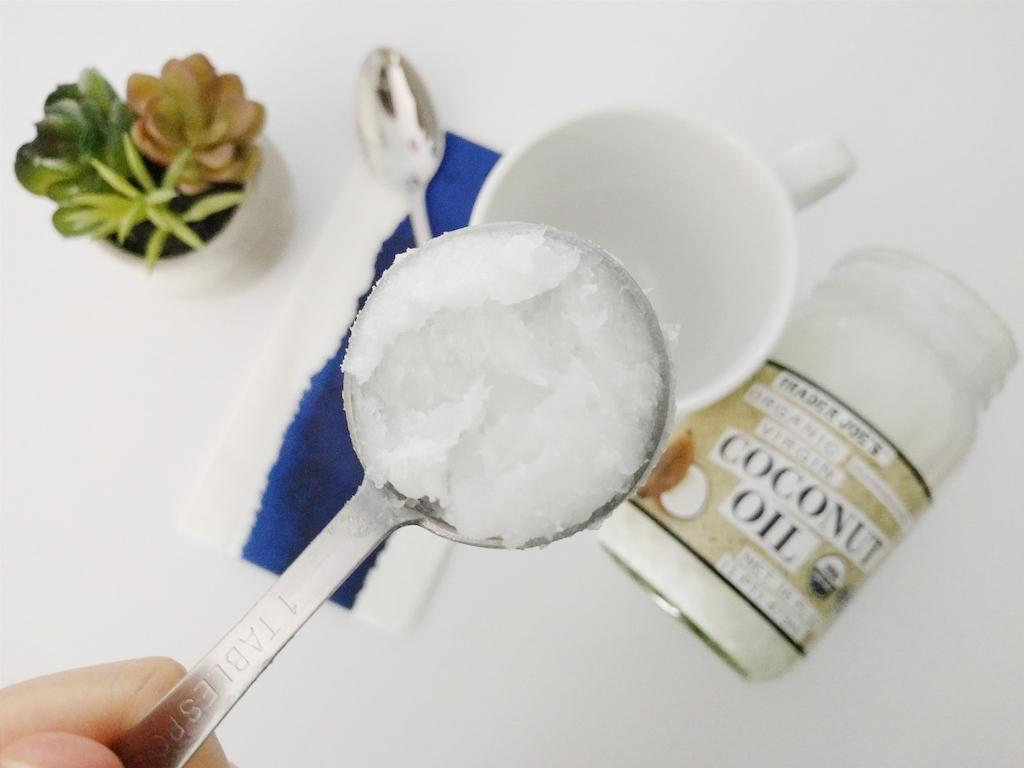 Start with your coconut oil and melt it in your mug for about 30 or so seconds