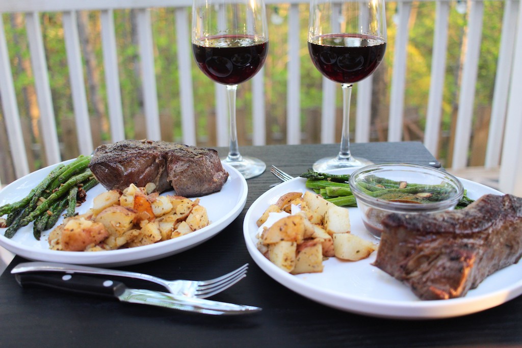  12. Steak and our favorite wine as a bonus anniversary celebration. 