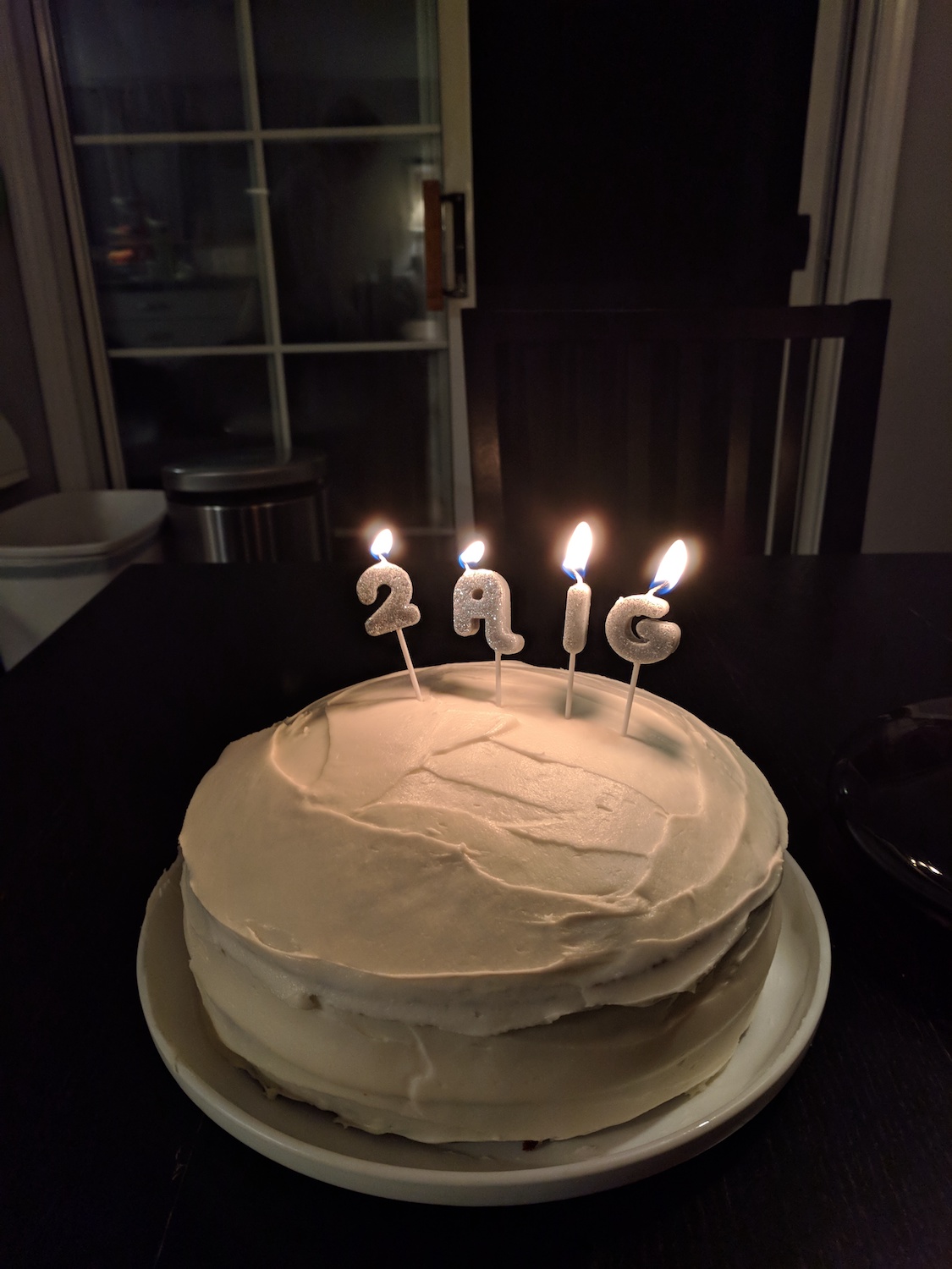  Tom turned 28 and I thought I bought numbered candles but apparently I got "29 Again" ...so we improvised. Haha! 