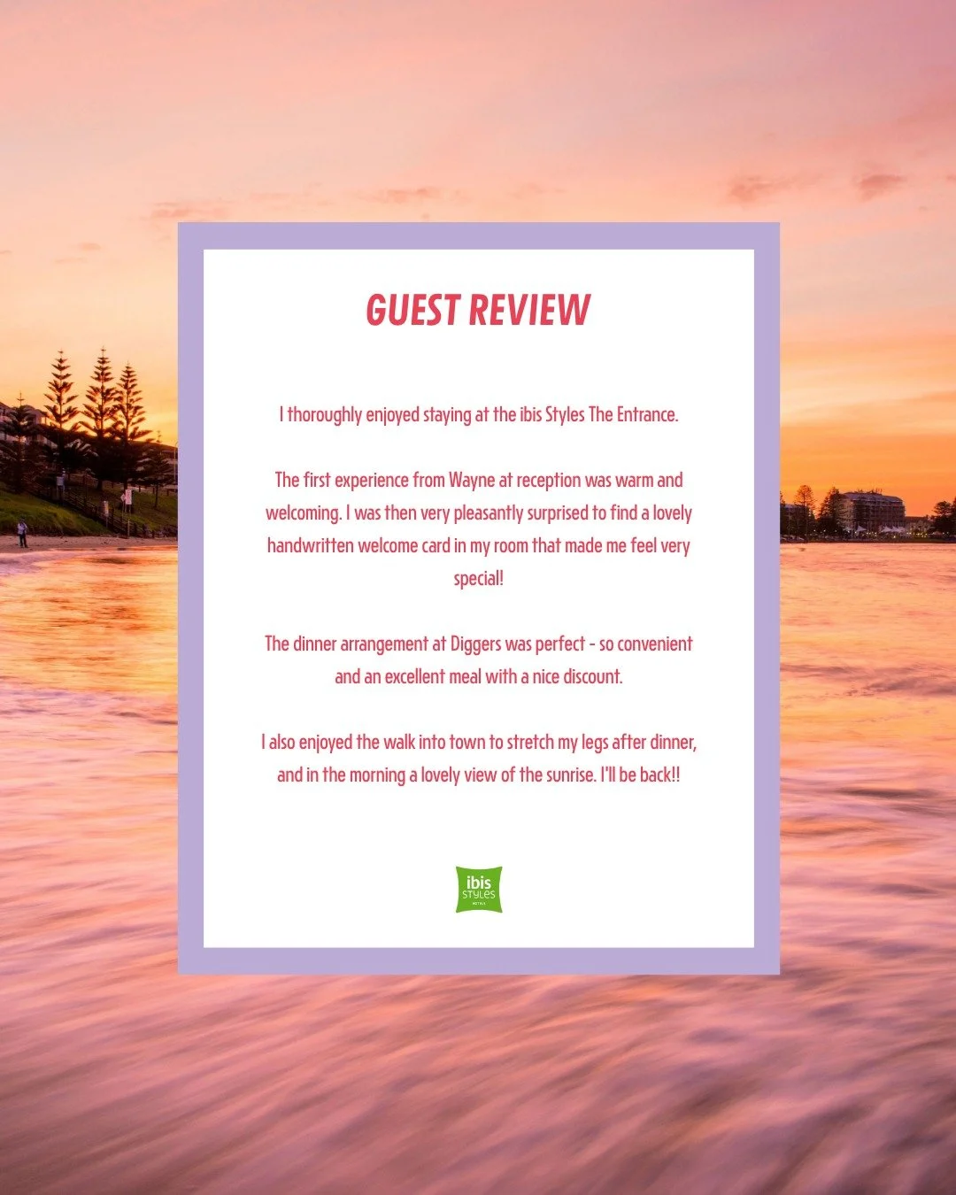 There’s nothing better than hearing our guests feel right at home from the moment they arrive. From friendly welcomes at reception to little touches that make a stay memorable, it’s all part of the experience here at ibis Styles The Entra