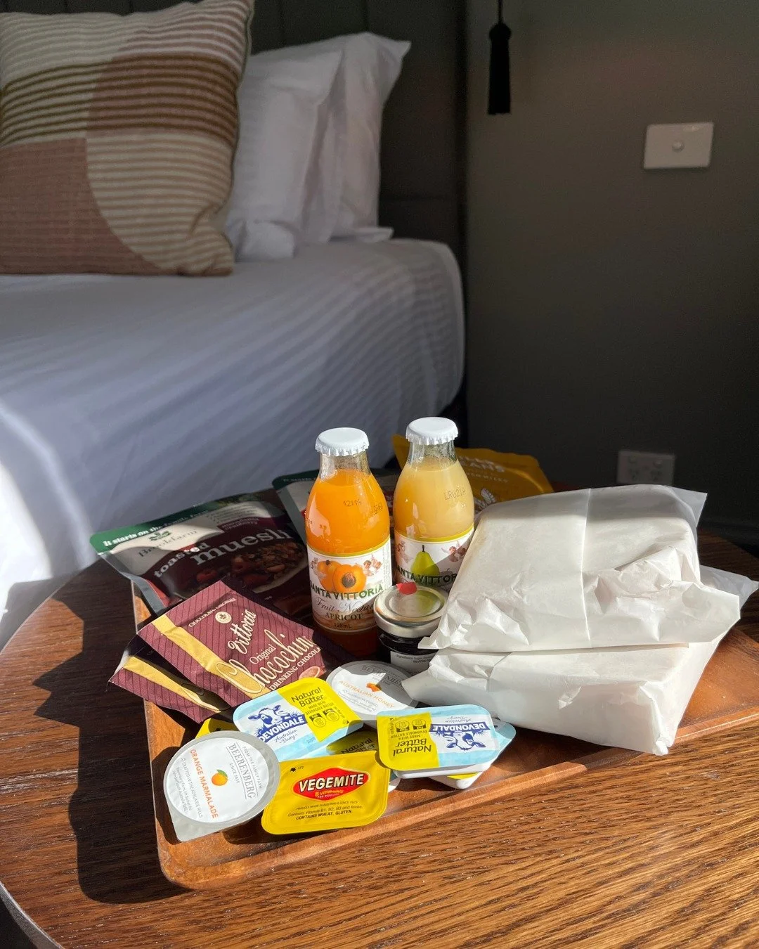 There is something quietly lovely about waking up to breakfast already waiting for you. 

No dining room to find, no time slot to meet - just fresh juice, Australian muesli, toast with all the spreads, and a morning that begins entirely on your terms