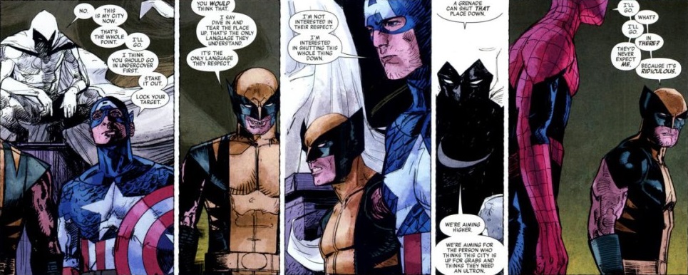 No, those aren't the Avengers. They were parts of Marc's psyche. Don't ask me. Ask Bendis.