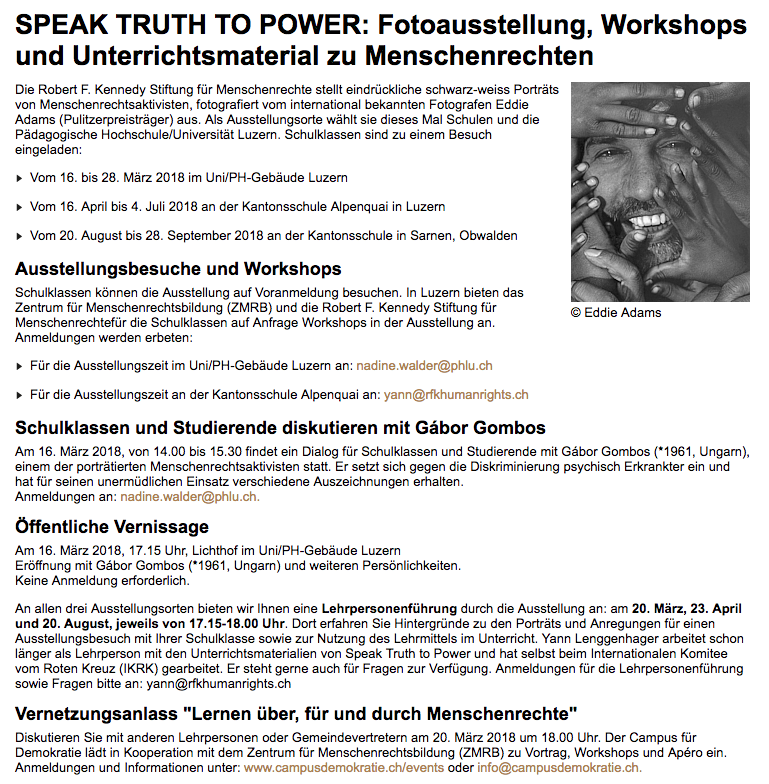 Speak Truth To Power an der PH Luzern .