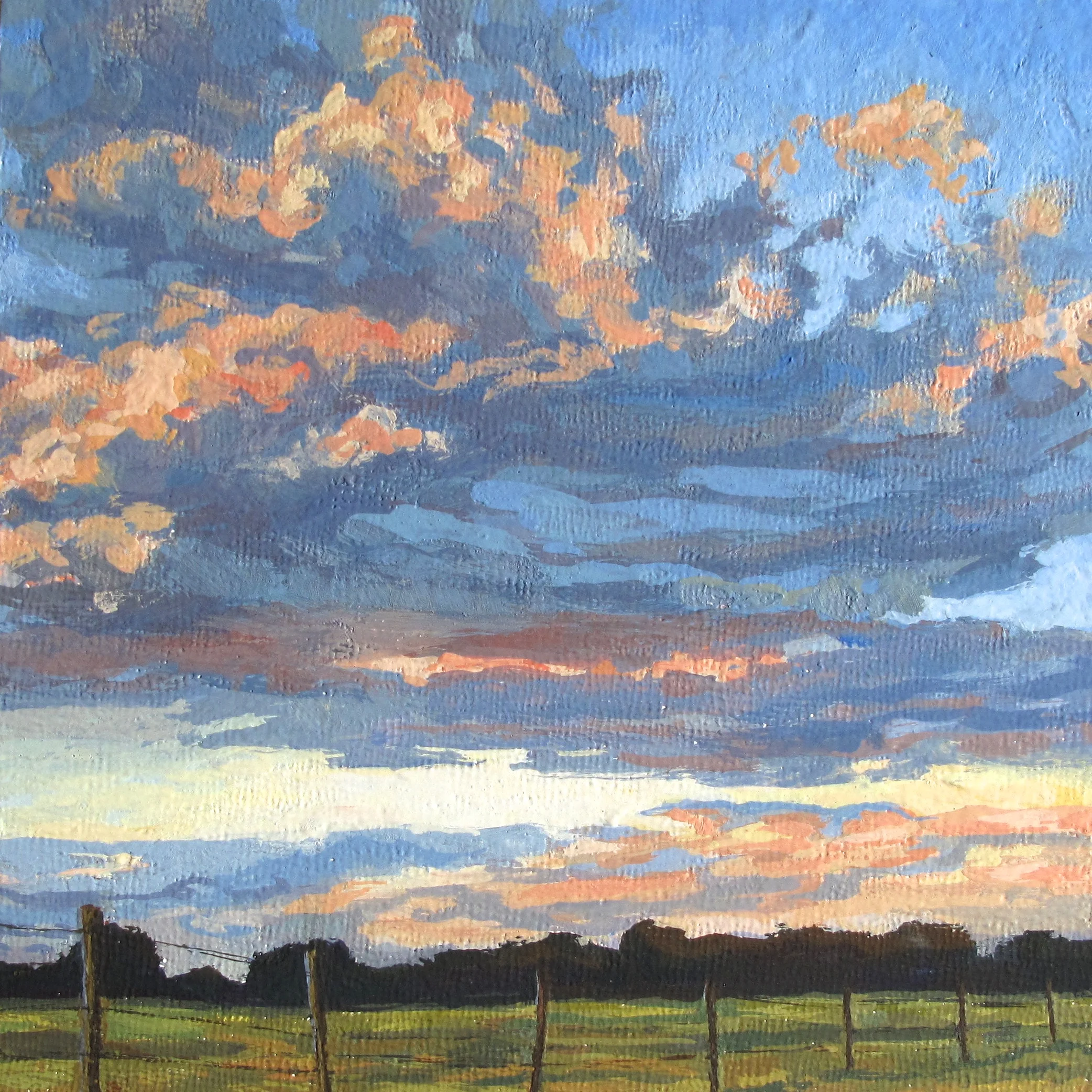 Evening Sky 6x6 guache on canvas