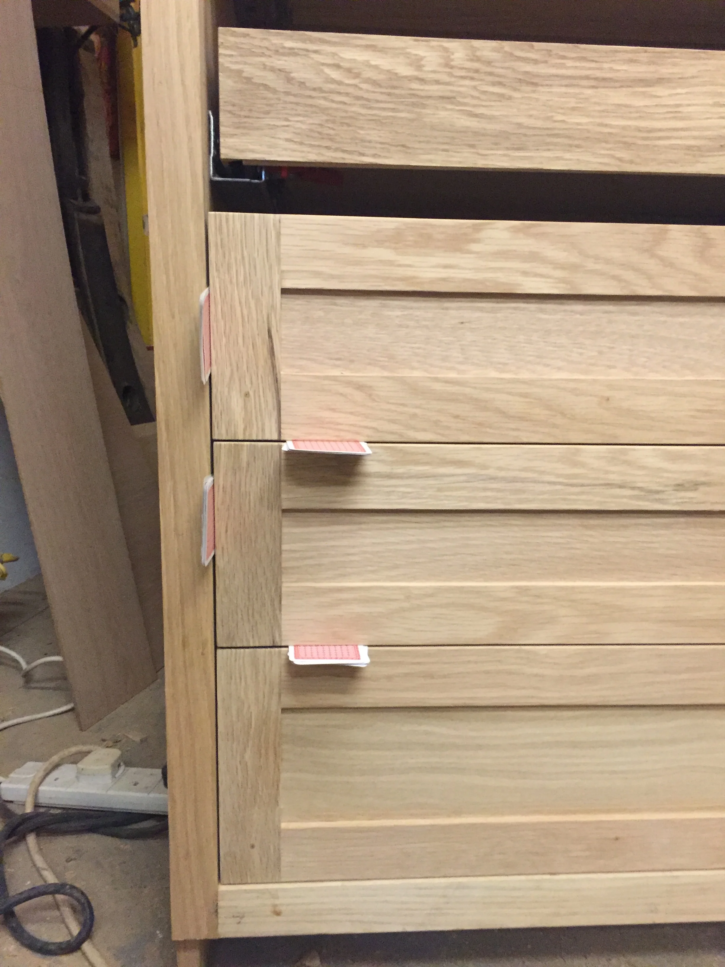 How To: Fit drawer fronts evenly.....with playing cards