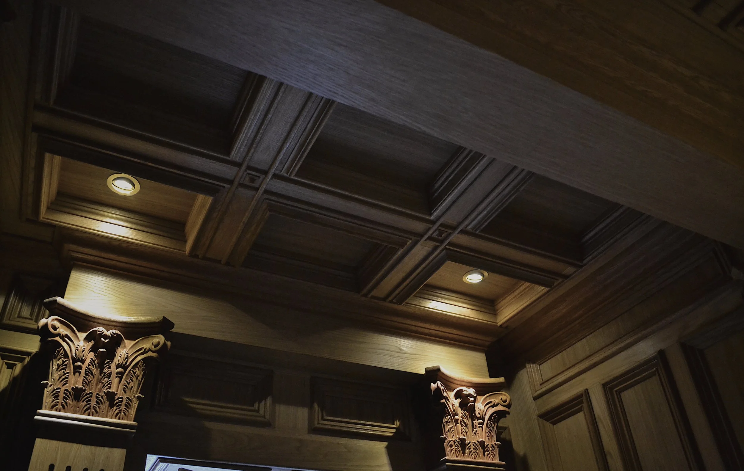 Coffered Ceiling & Raised Panel Walls