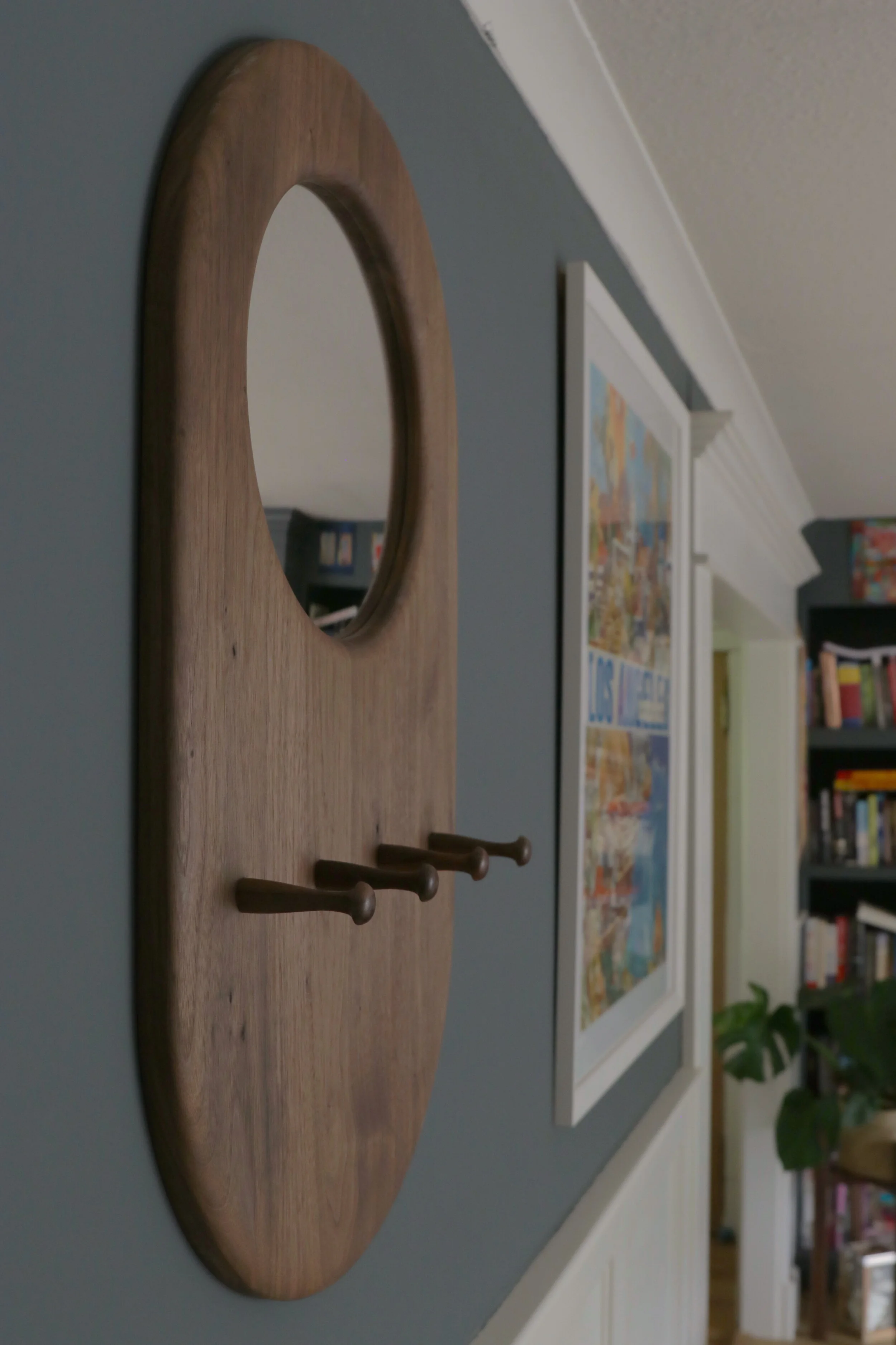 Walnut Mirror with Shaker Pegs