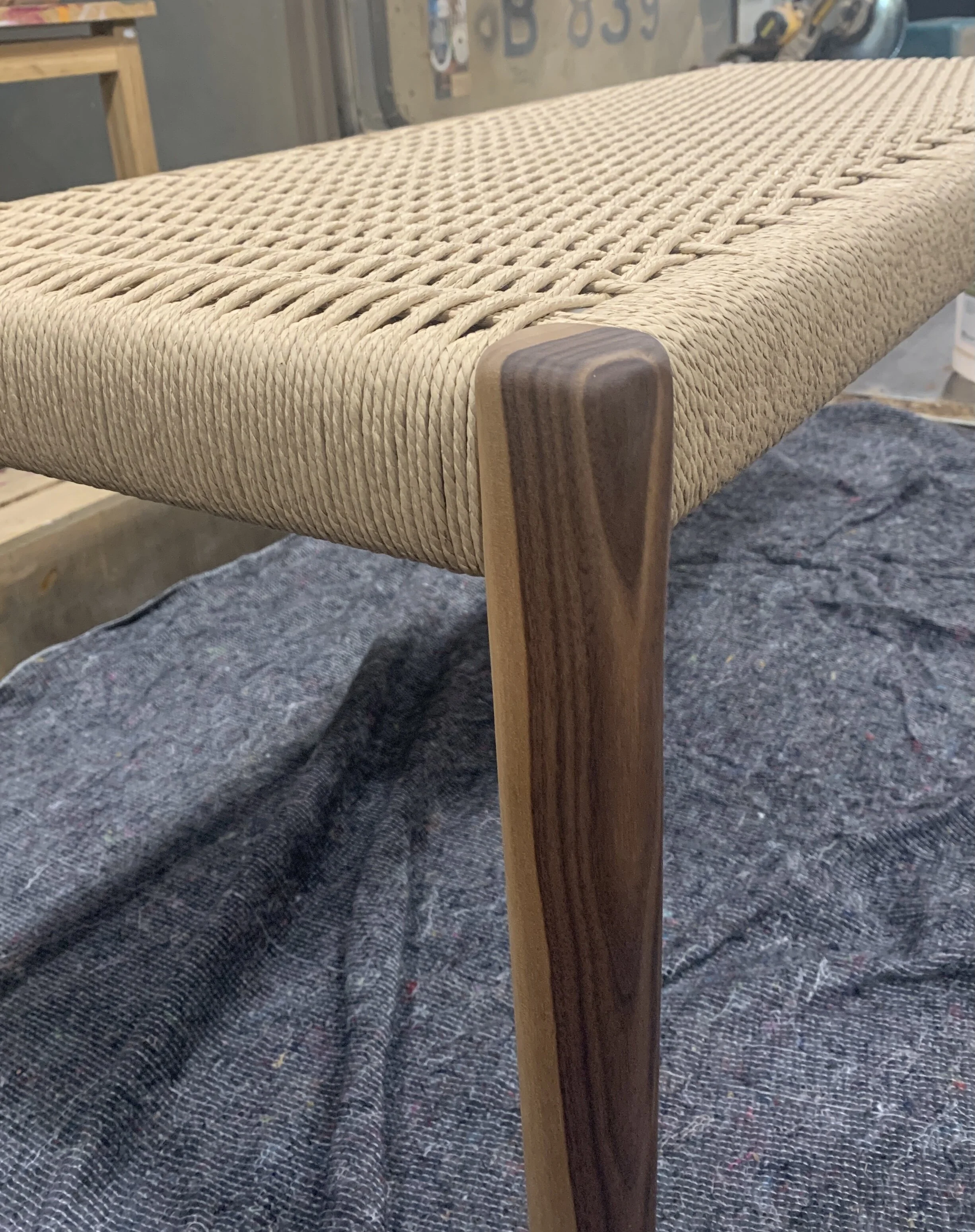 Walnut and Danish Cord Bench