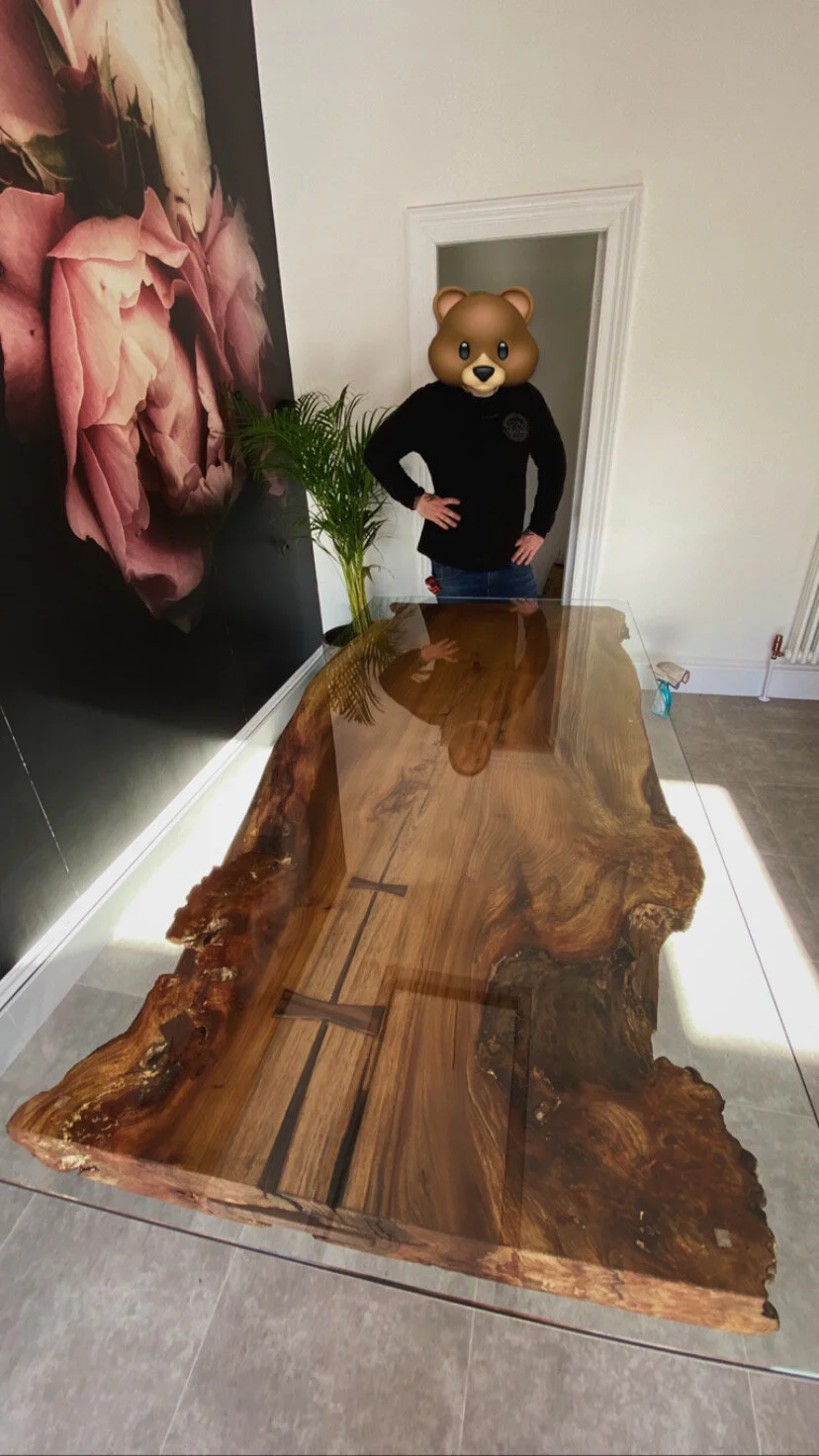 Live Edge &amp; Glass Table