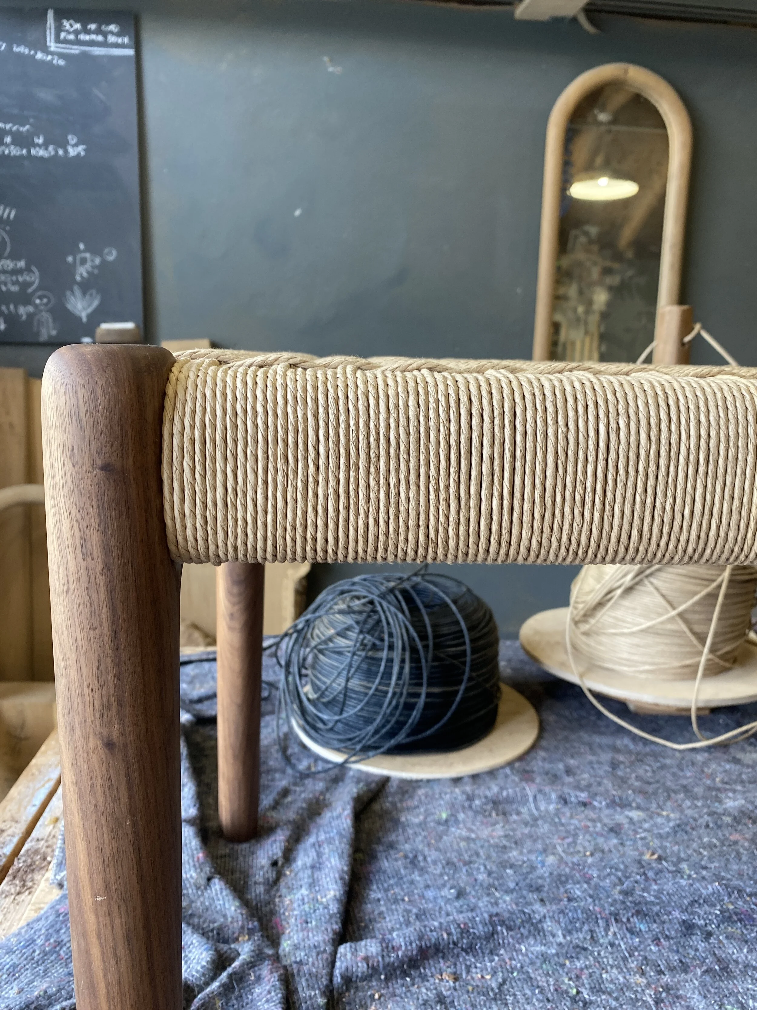 A walnut &amp; Danish Cord Bench
