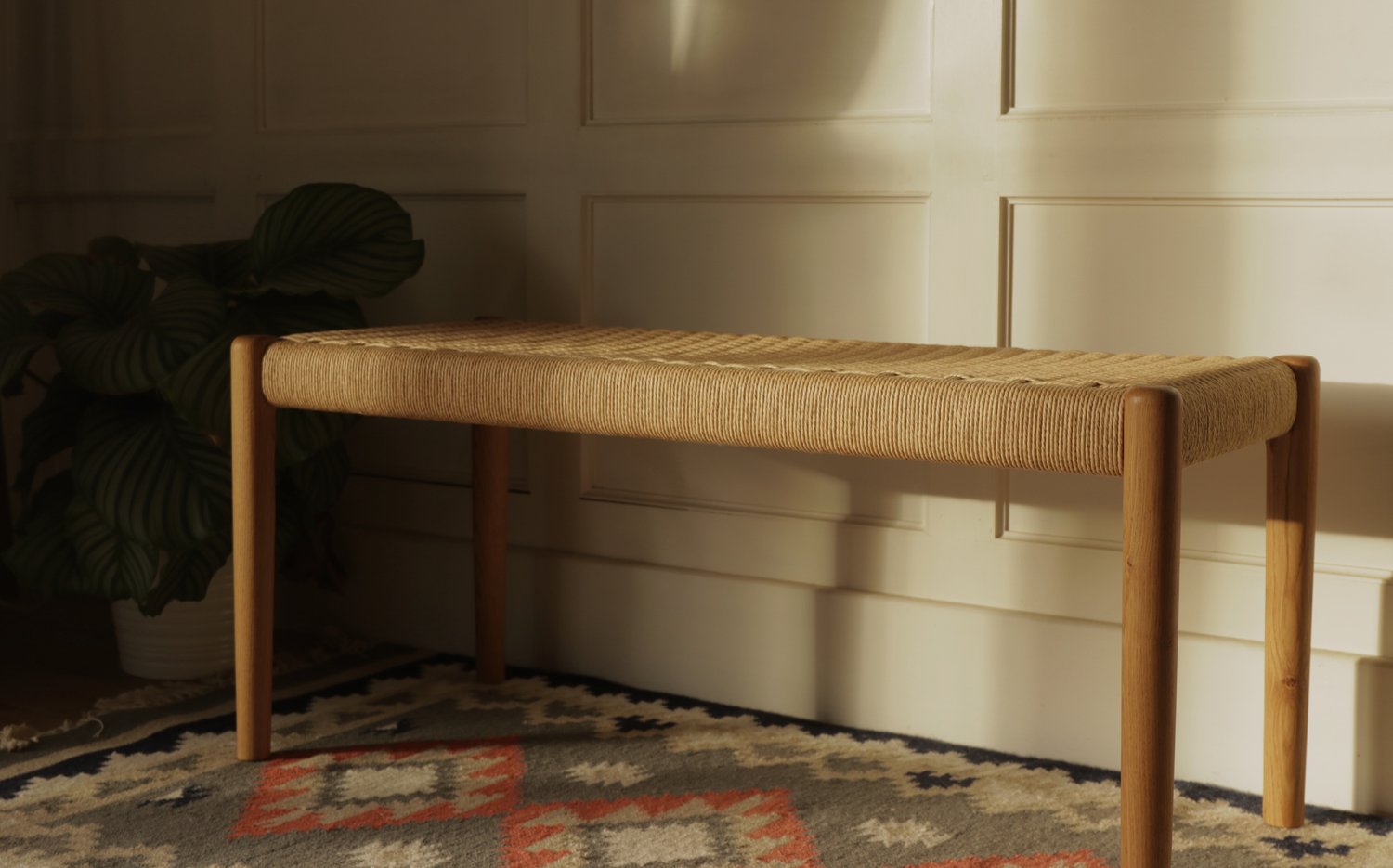 Handmade Danish Cord Bench by Water Street Furniture Studio