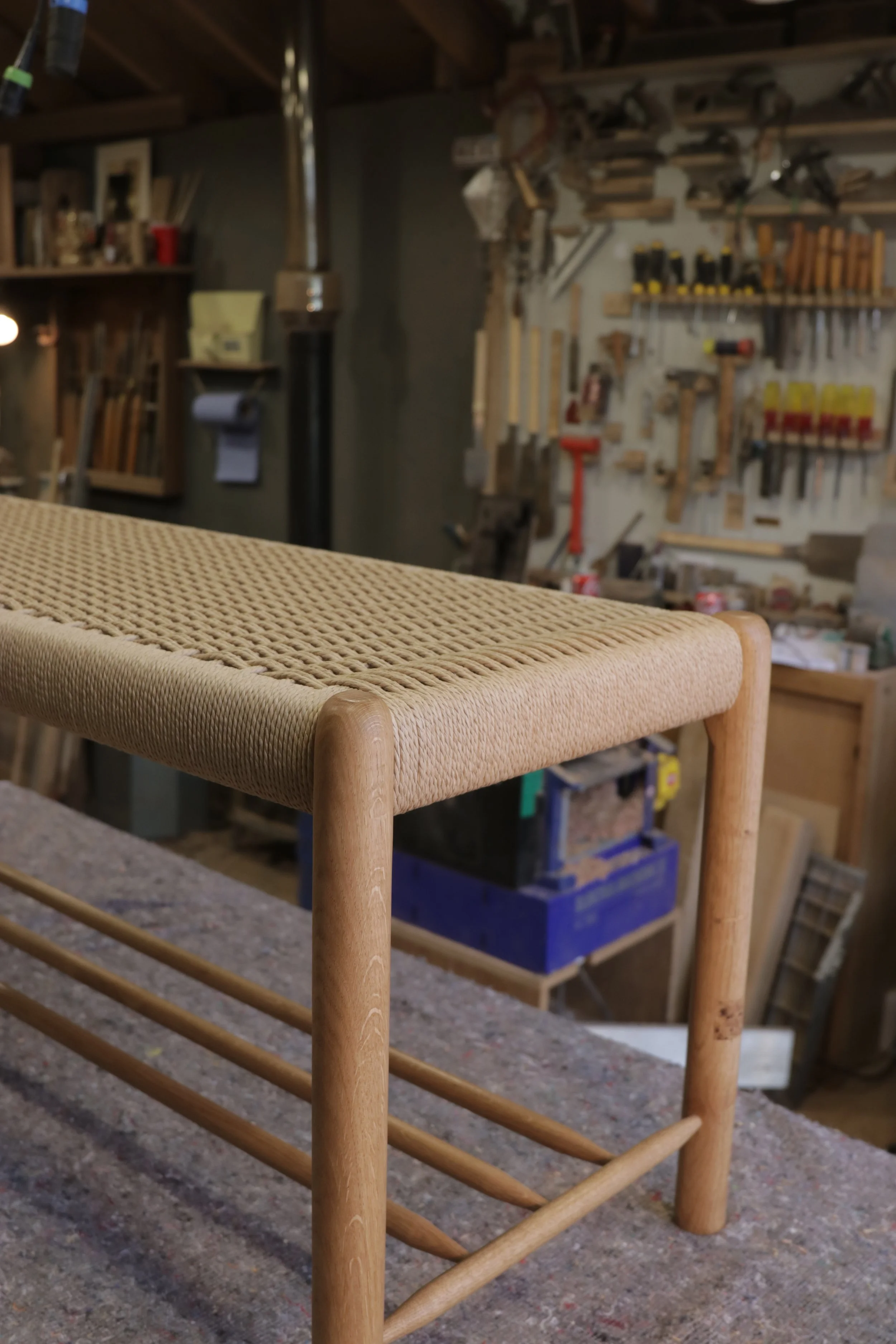 Oak &amp; Danish Cord Bench