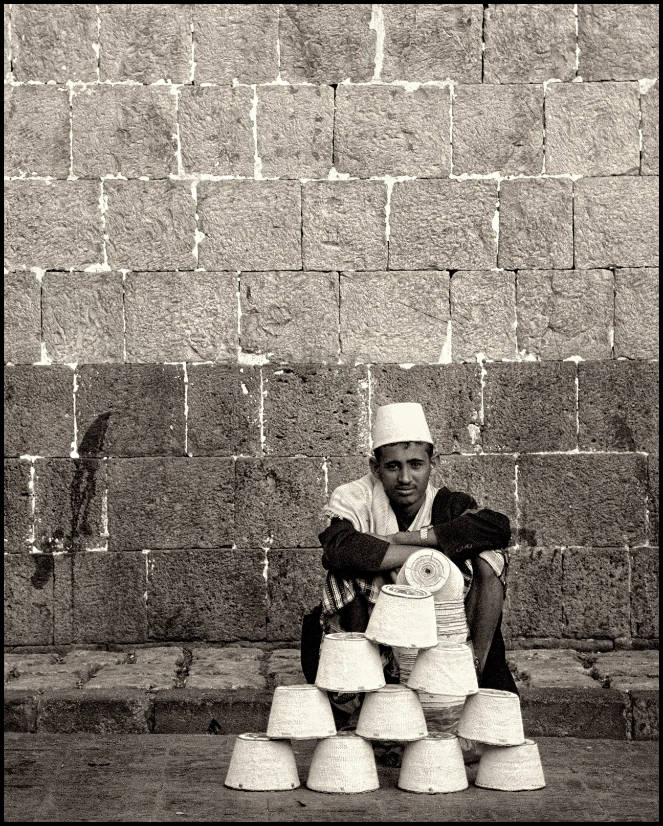 Naseem Hameed the cap seller , Souq al Milh Sana'a 2007.