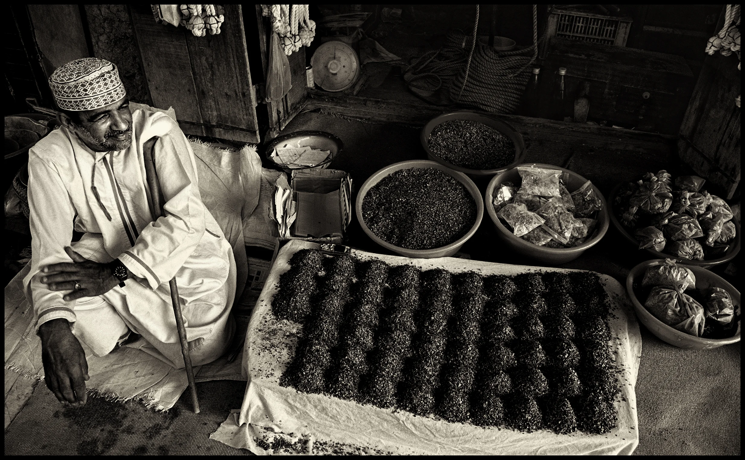 Selling spices , Rustaq old souq 2008.