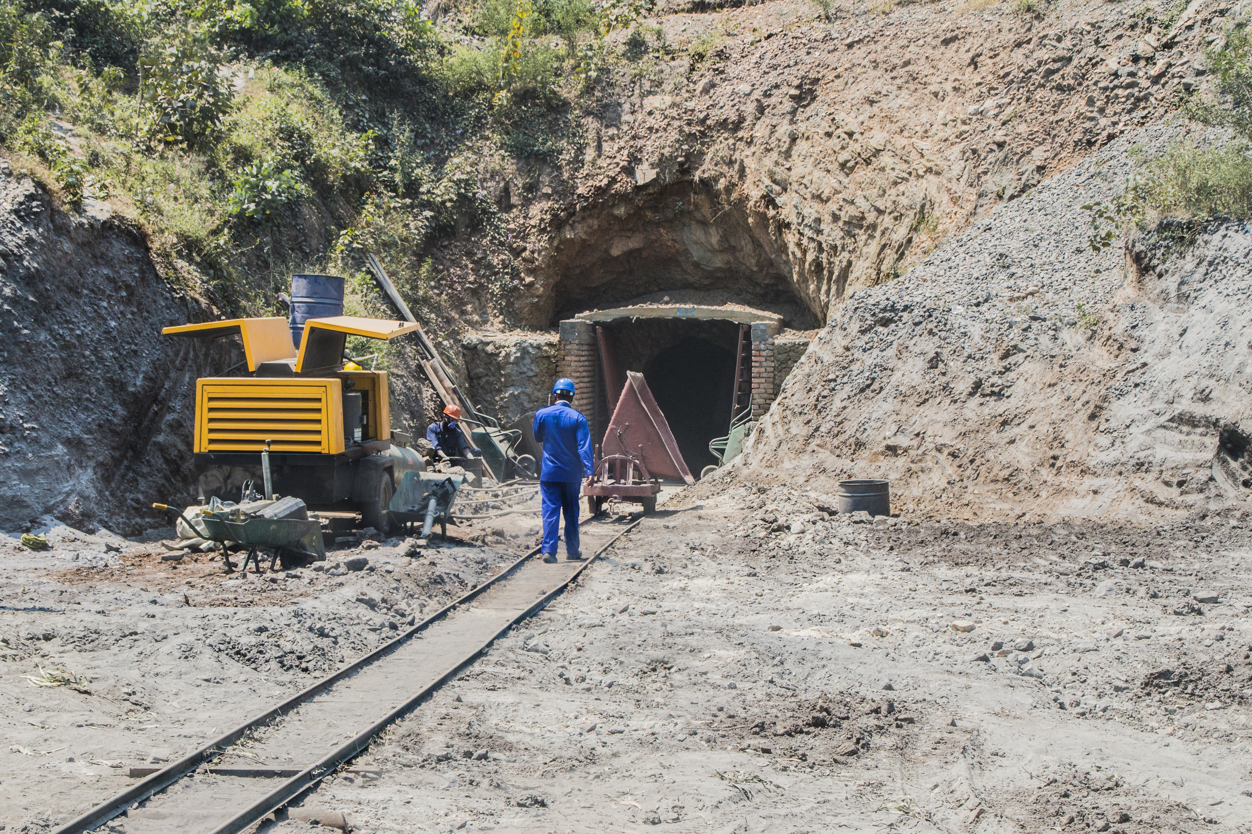 A semi-industrialised tungsten mine, Rwanda