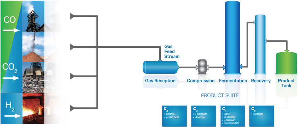 How the LanzaTech gas fermentation process works