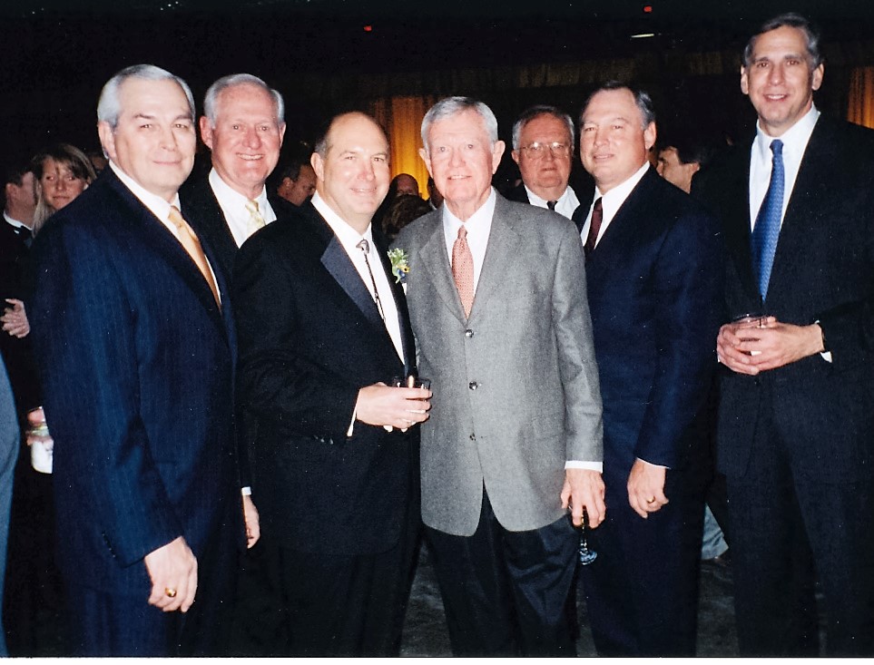 Gene Powell, Loyd Wainscott, Linus Baer, Coach Royal, and Tommy Loeffler.