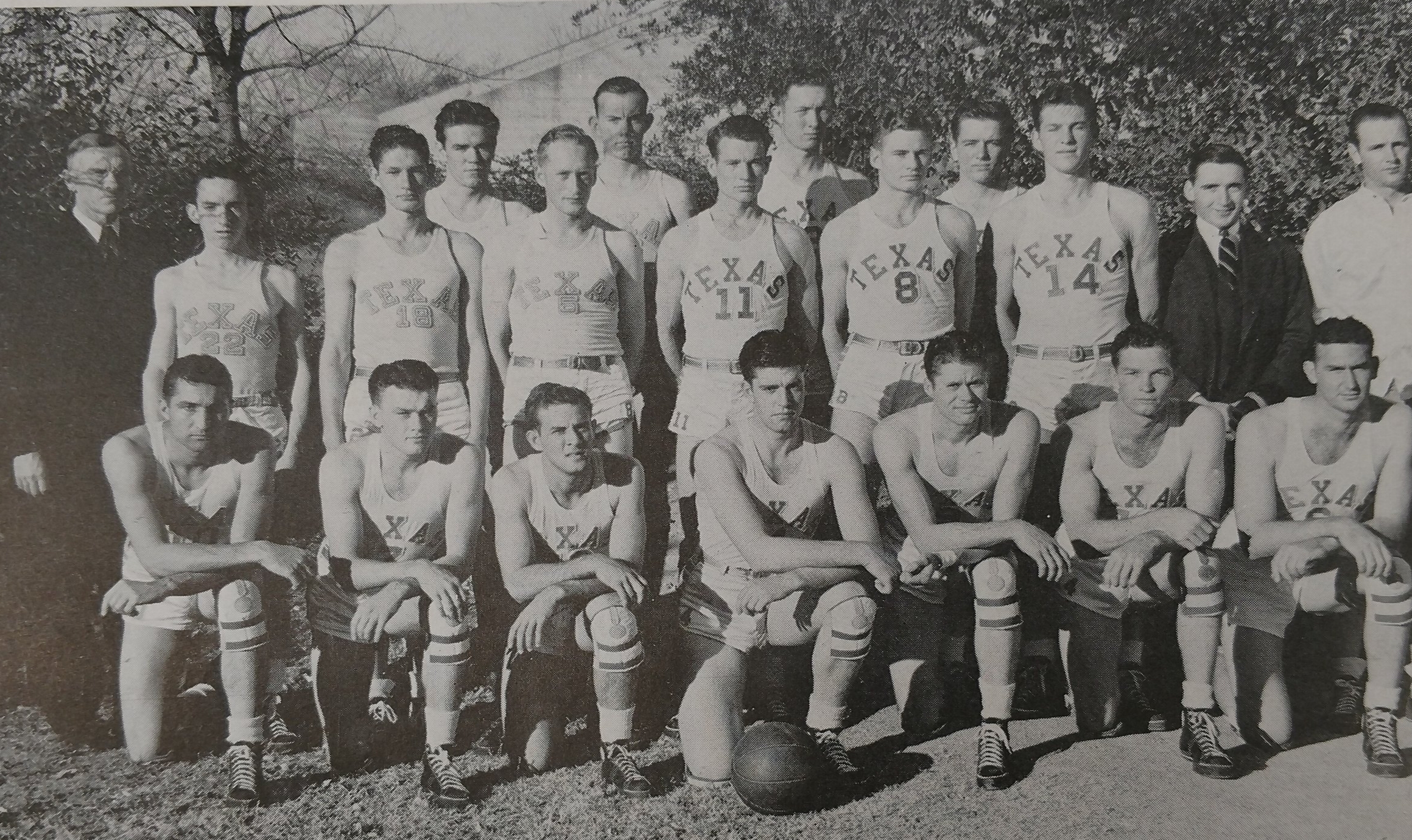 Bottom- Spears, Nelms, Moers, Tate, Finley, Wiggins, Roach second row Kelley, Greer, King, Simmons, Hull, Moore, Granville, Schwartz, Gray third row Garrison, Anderson, Houpt, Cooley  