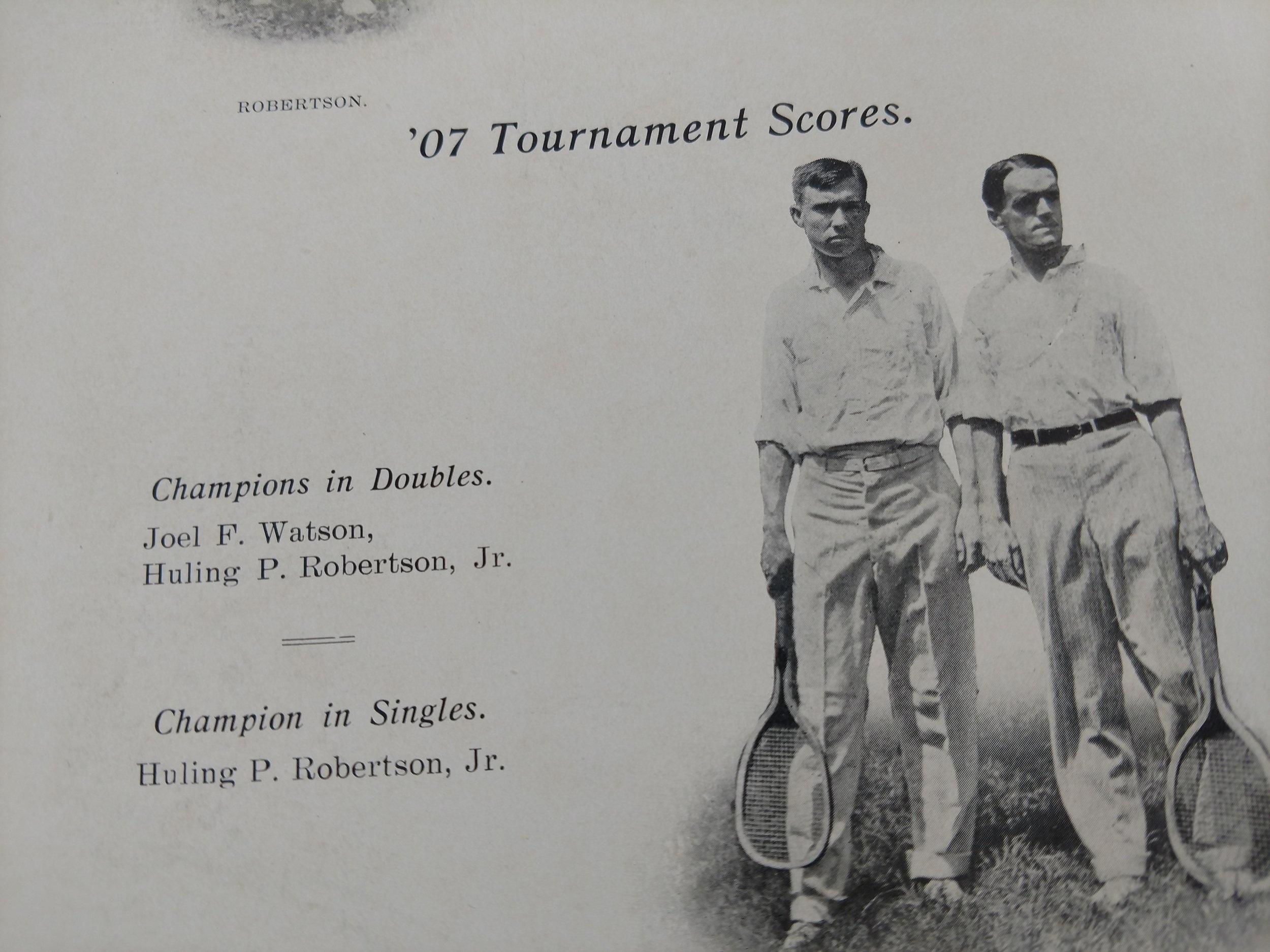 Joel F. Watson and Huling P. Robertson win doubles championship