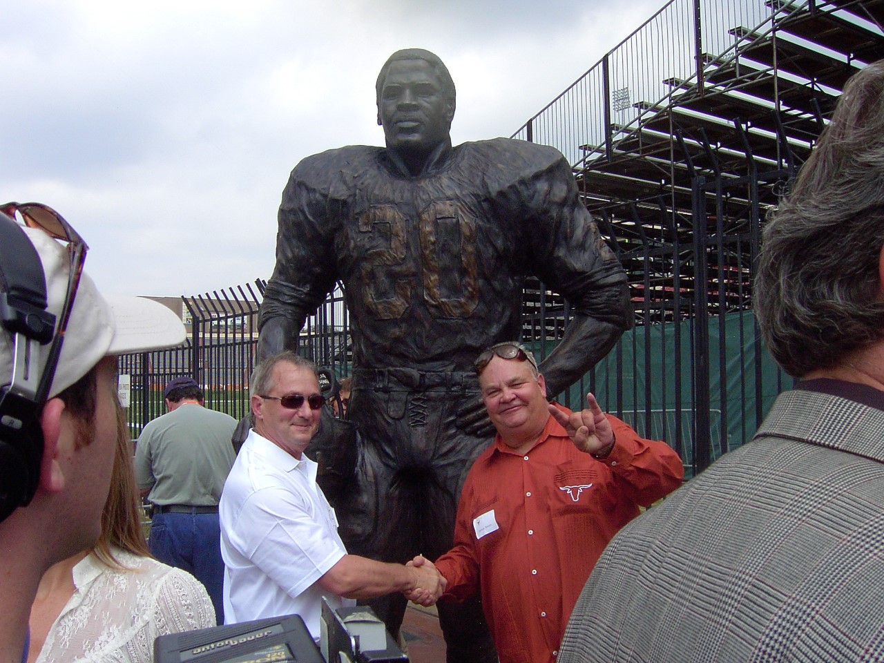 Jimmy Nixon with the creator of the Earl Campbell bronze Ken Bjorge.   Ken's Website is  