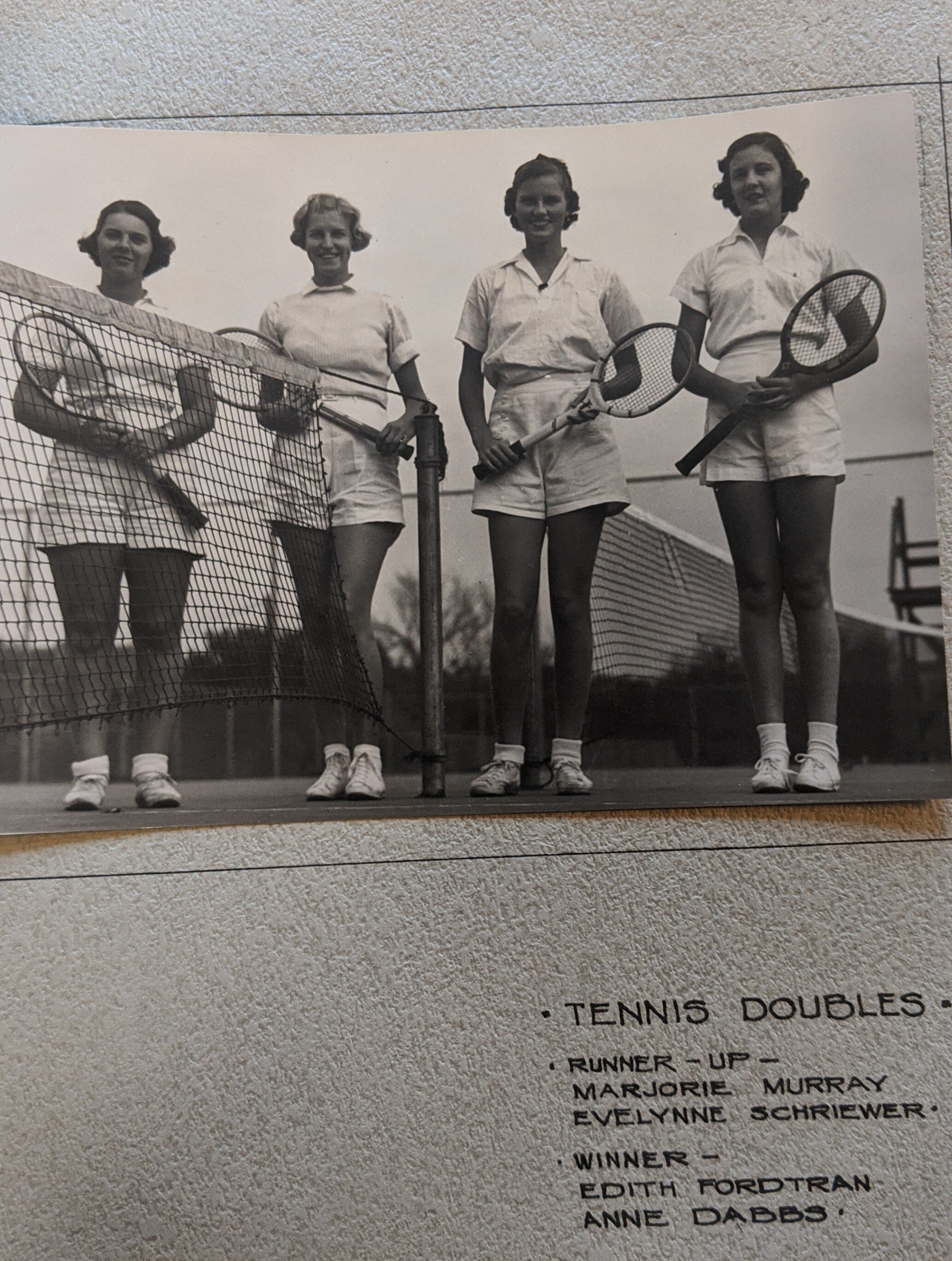 1948 tennis left Marjorie Murray and Evelynne Schriewer winners right Edith Fordtran and Anne Dabbs