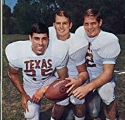 Emory Bellard creates a three-back formation dubbed by sportswriter Mickey Herskowitz as the wishbone-T.Photo - Captains Gilbert, Bradley, and Robertson.After a 1-1-1 start, Texas wins a seesaw battle with the Sooners, marching 85 yards in the final…