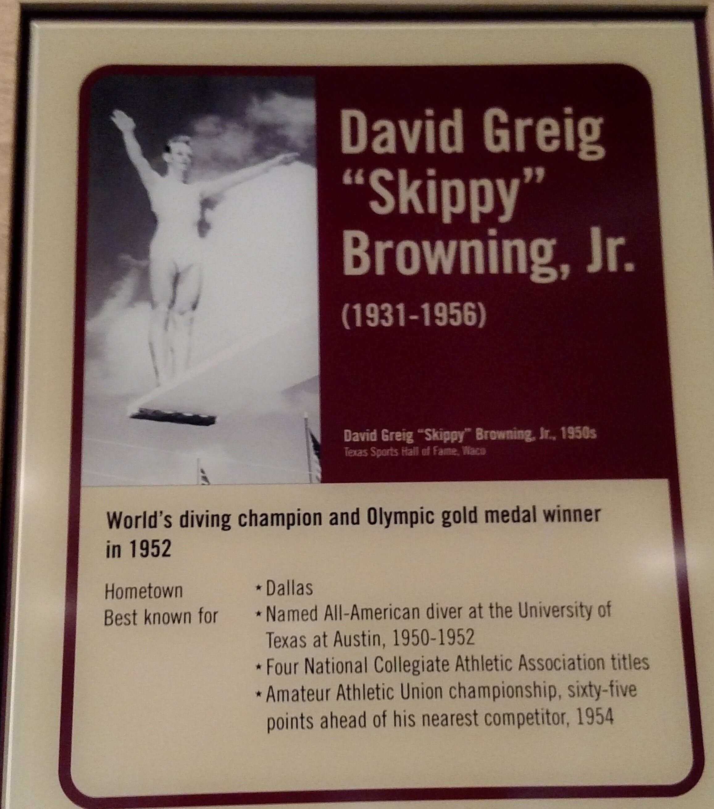"Skippy" Browning, Men's Diving ,Helsinki 1952 1 Gold