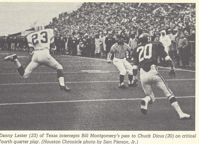 Danny's interception in Arkansas game 1969