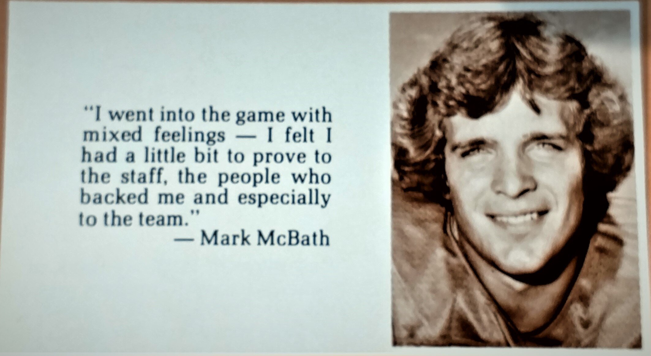 Mark McBath started 10 games winning 8 and losing 2 ; winning percentage .800