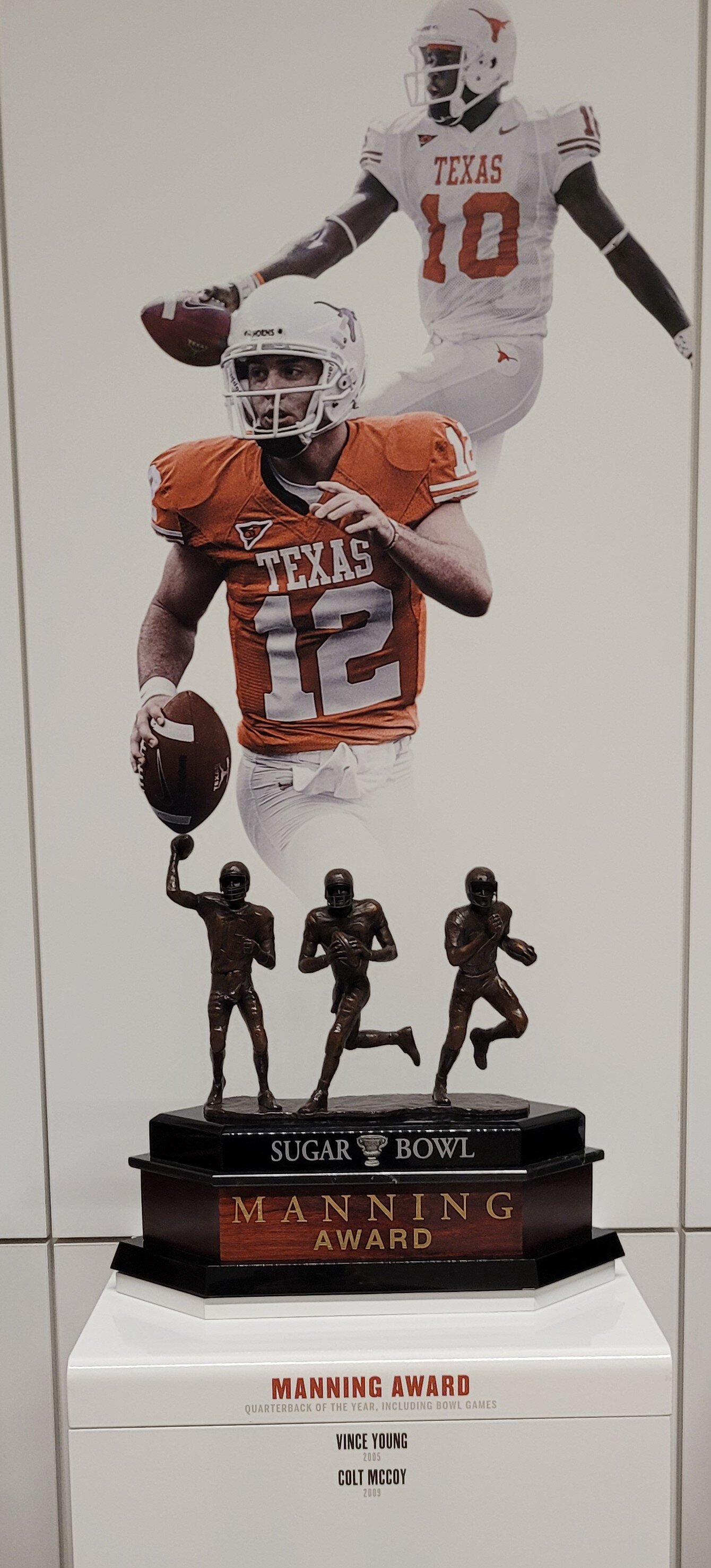 Manning Award- best quarterback including bowl games- Vince Young 2005- Colt McCoy 2009