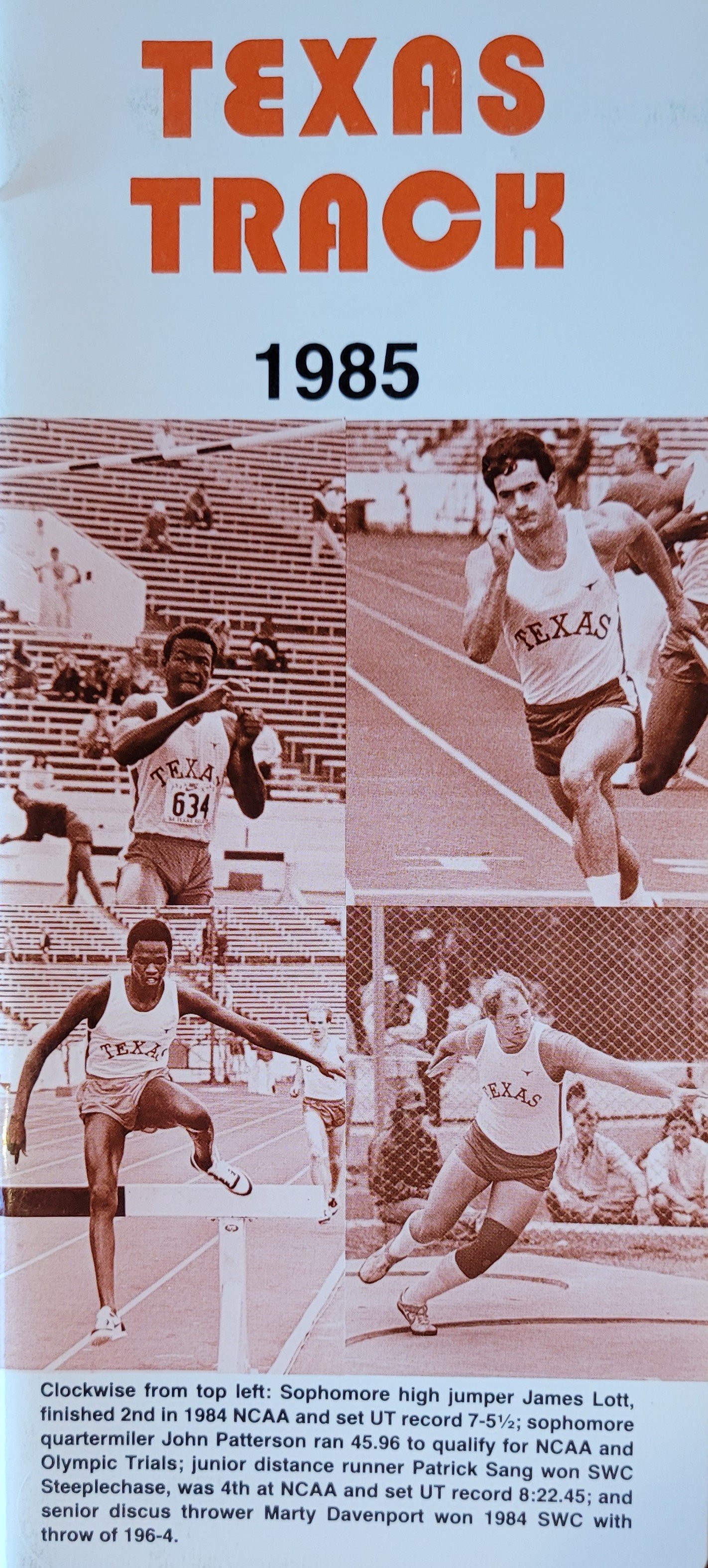 1985 men's track  James Lott, John Patterson, Patrick Sand, Marty Davenport.jpg