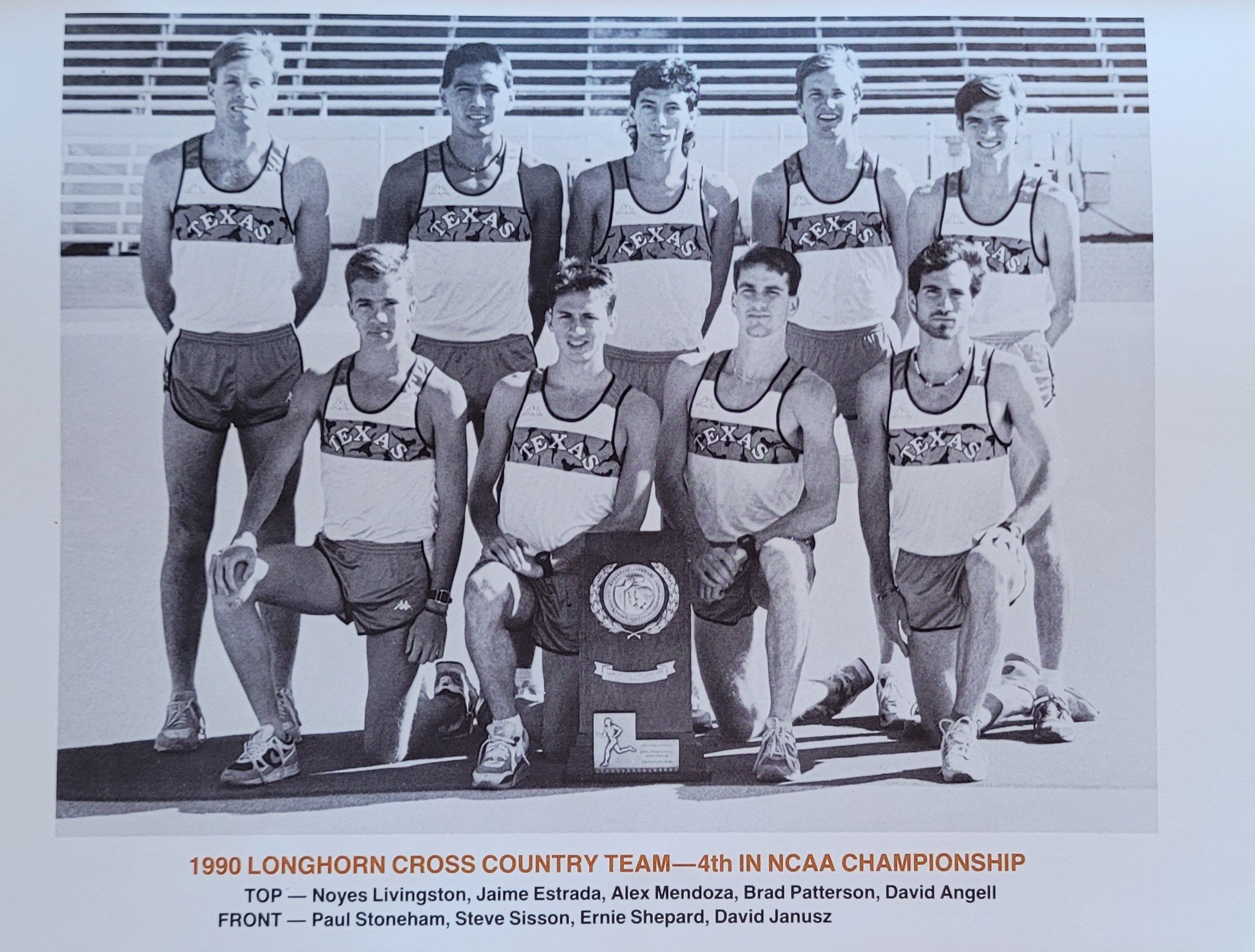  1990  cross country   Top row- Livinston, Estrada, Mendoza, Patterson Angell, - front row- Stoneham, Sisson , Shepard, Janusz 