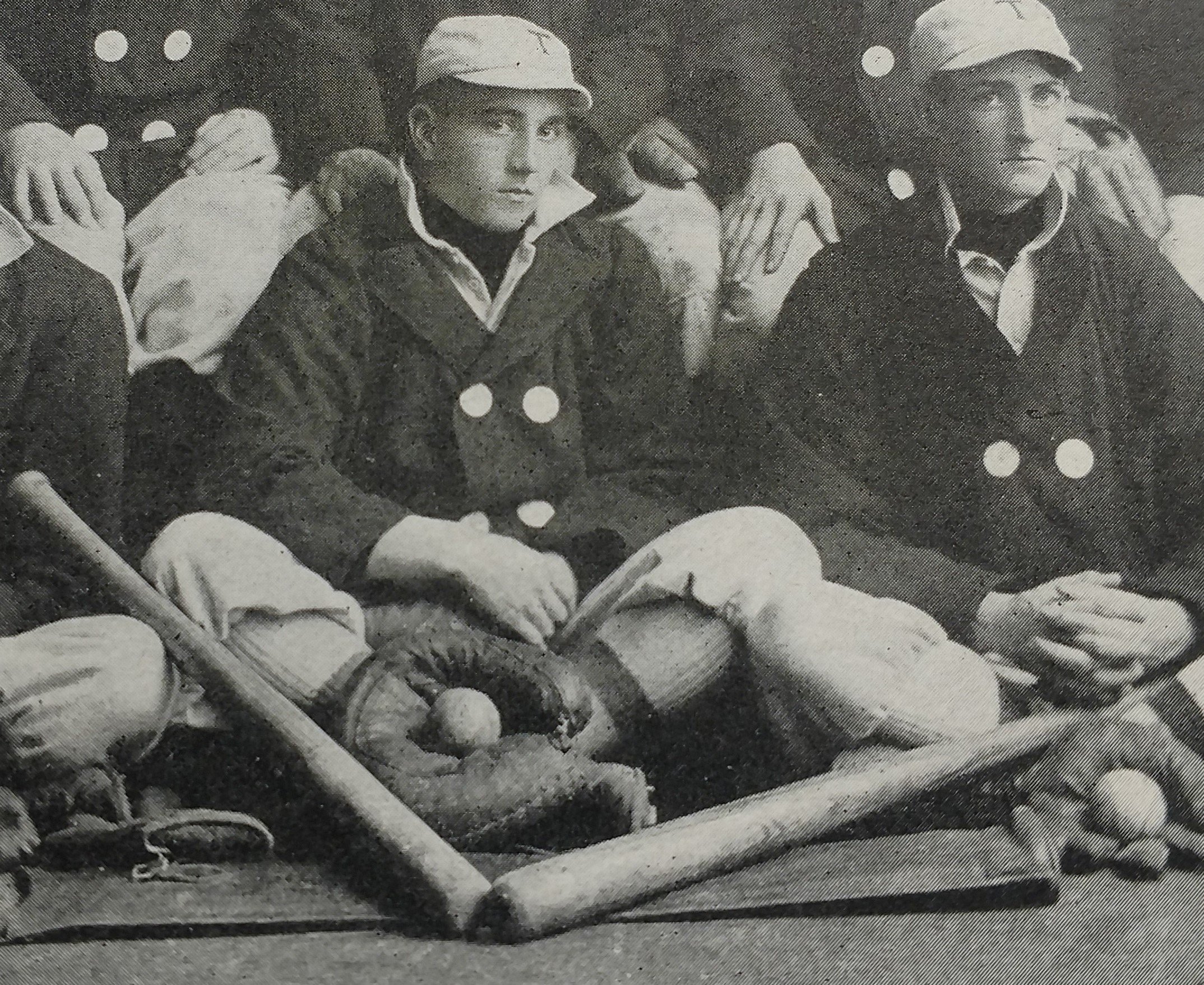 1906 cap, bats, double breasted winter coat
