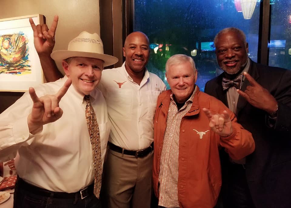   left to Right Ken Capps, Johnnie Walker, Coach Akers, and Ronnie Robinson 