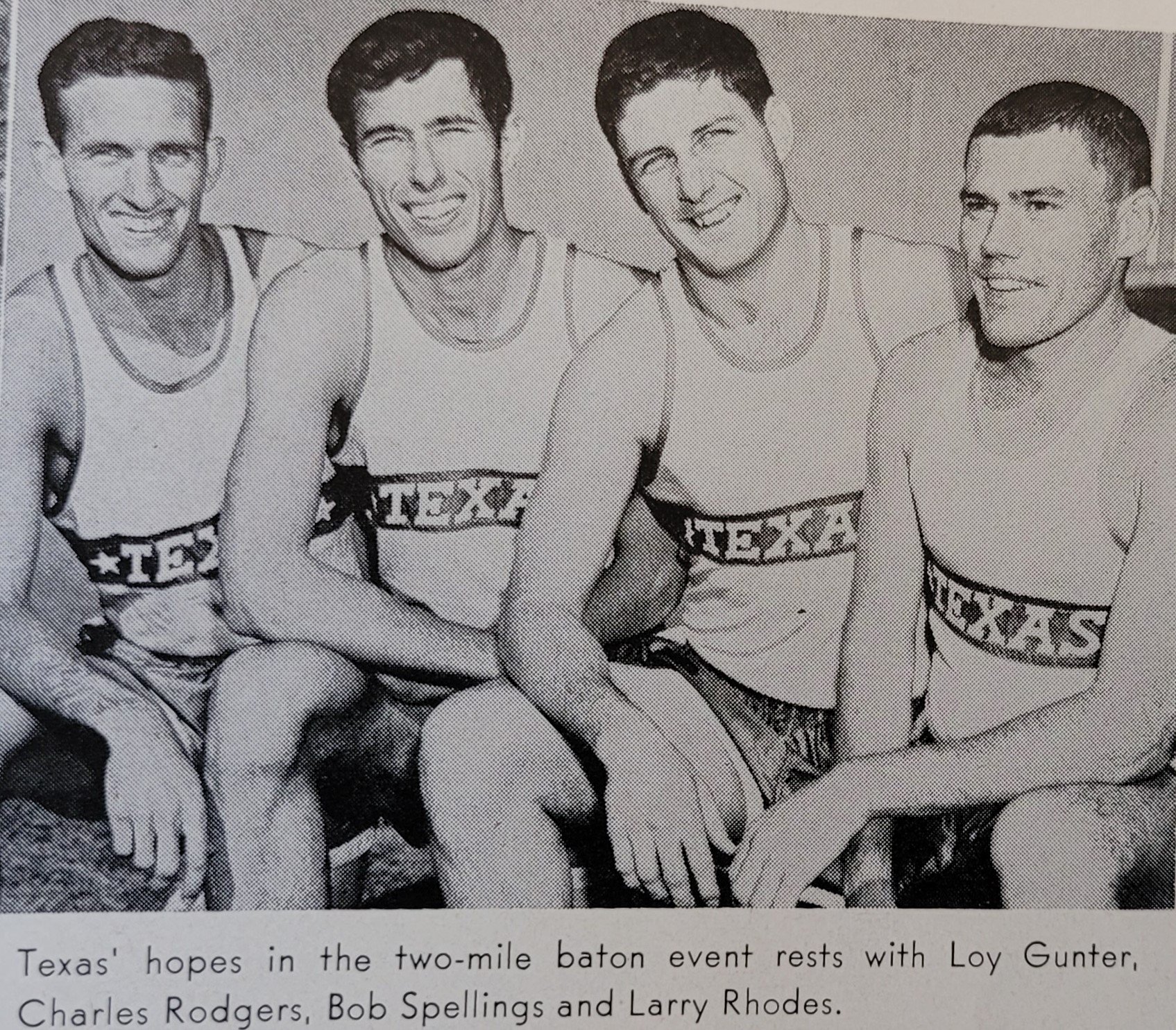 1963 Texas Relays Conradt Loy gunther, Charles Rogers, Bob Spellings, Larry Rhodes