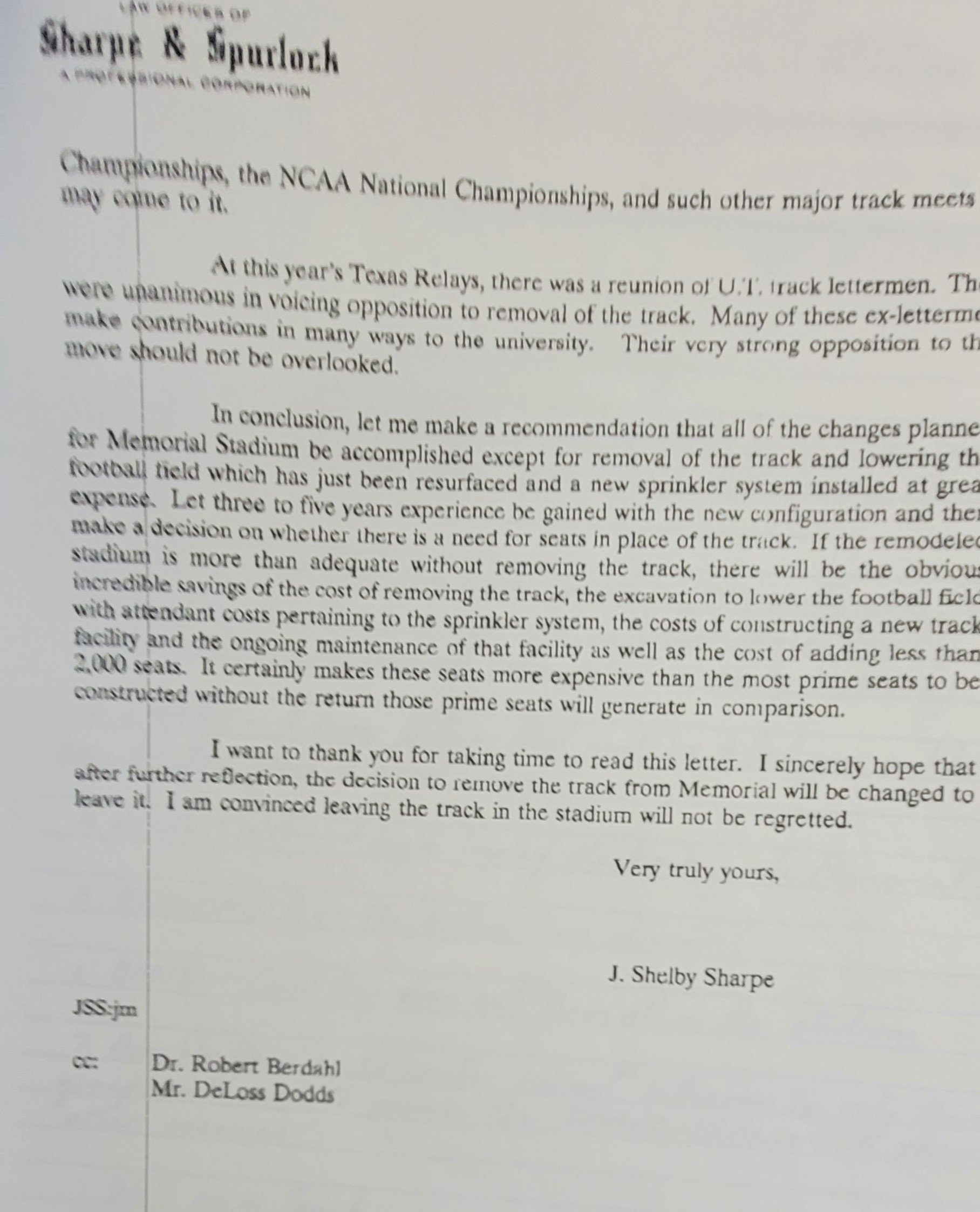 1996 a letter written to Hicks questioning the decision to build a new track facility in place of the track in DKR stadium Conrad (9).jpg