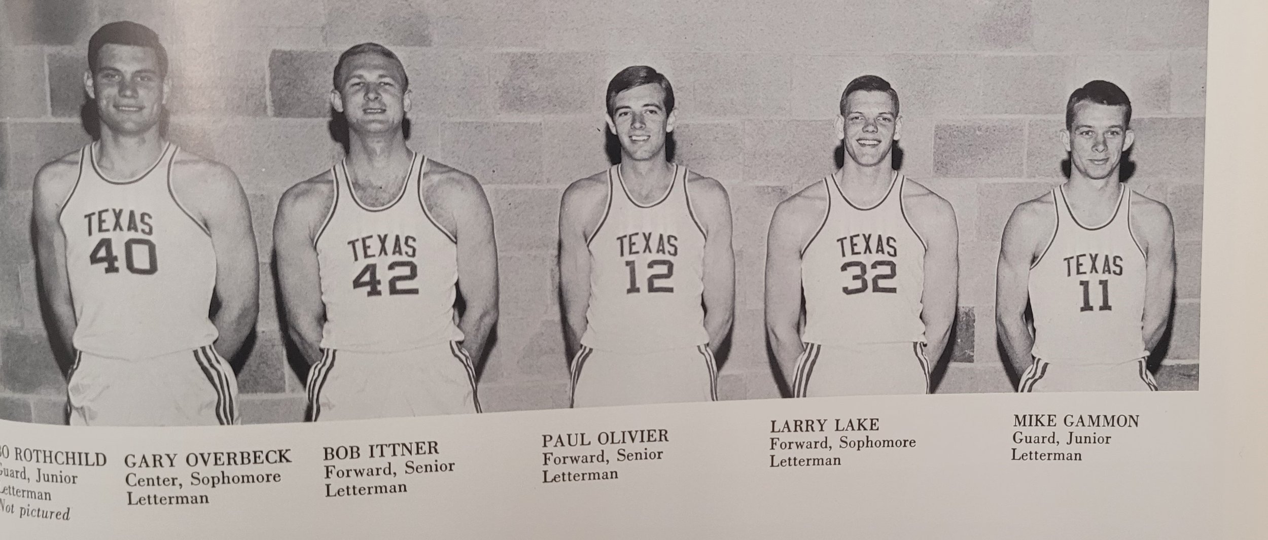  1965 basketball  Overbeck, Ittner, Olivier, Lake, Gammon 