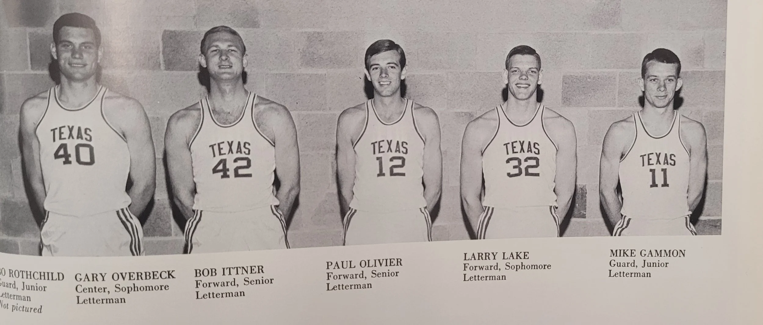  1965 basketball  Overbeck, Ittner, Olivier, Lake, Gammon 