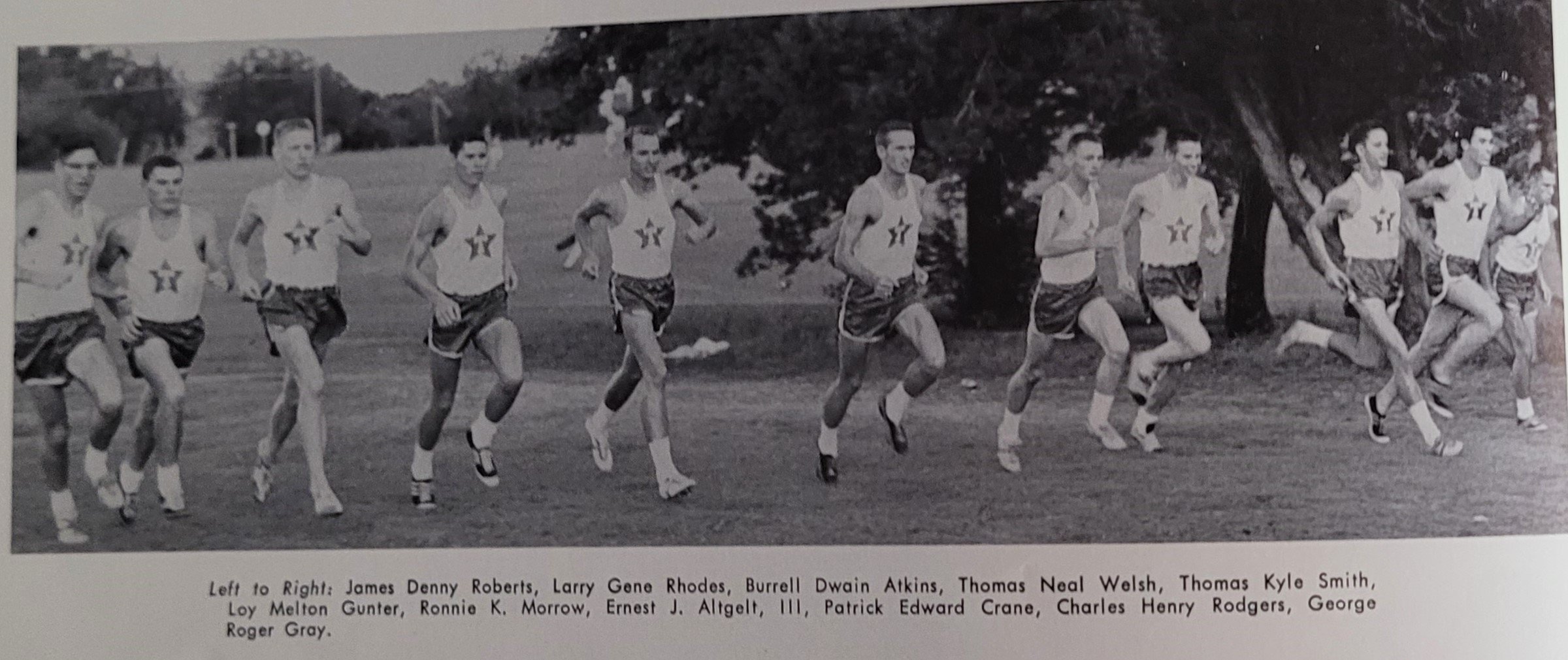  1960-1961 cross country    Roberts, Rhodes, Atkins, Welsh, Smith, Gunther, Morrow, Altgelt, Crane Rodgers, Gray 