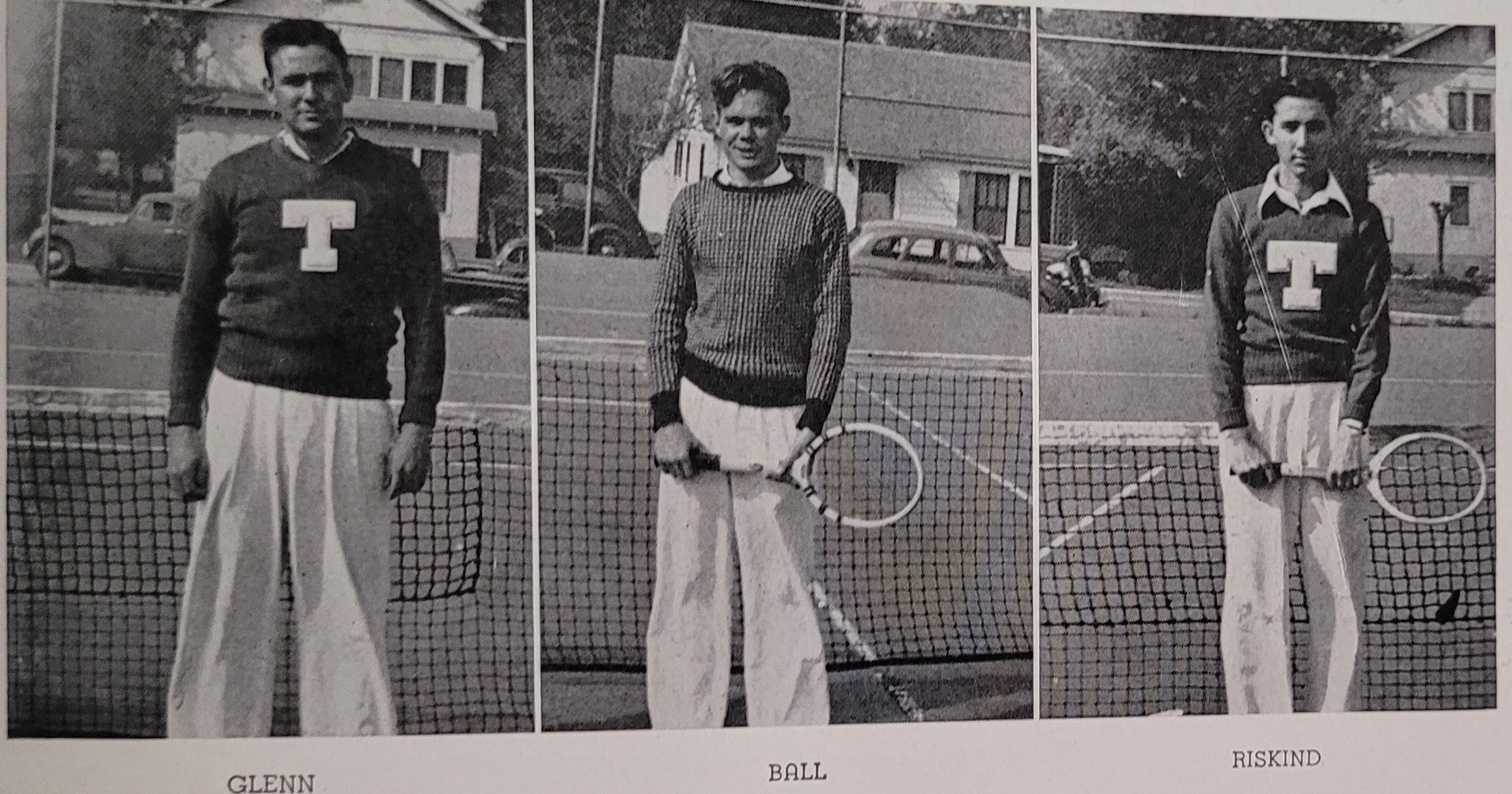  1940-1941 tennis  Glenn, Ball, Riskind 