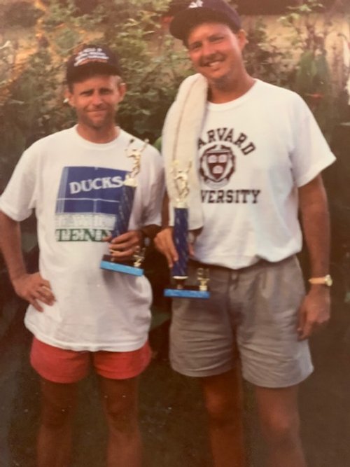 Tennis partners for decades- Kirk Bohls and Larry Carlson 