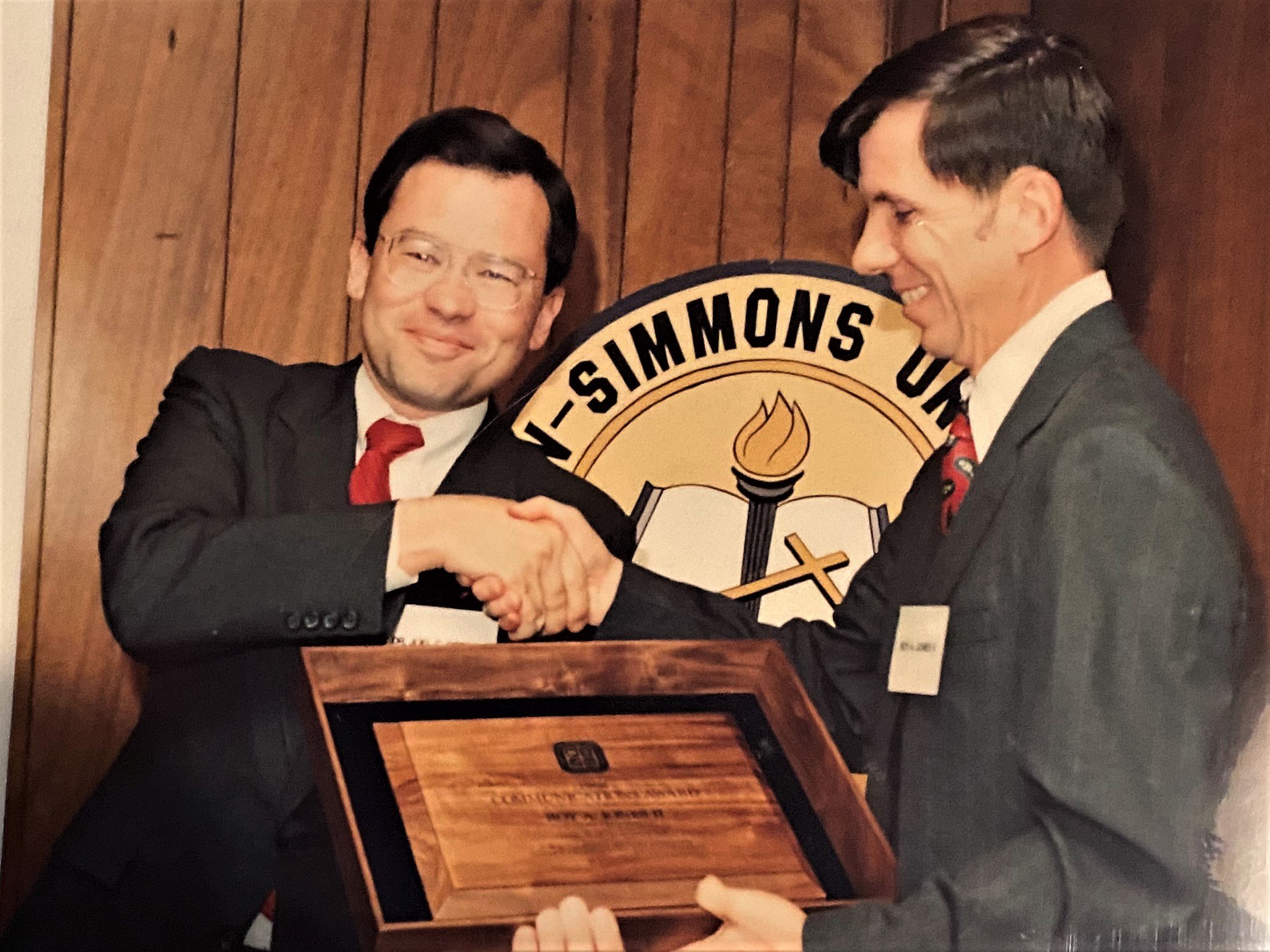 receiving award as state's bst religion writer in 1987   from Baptist.JPG