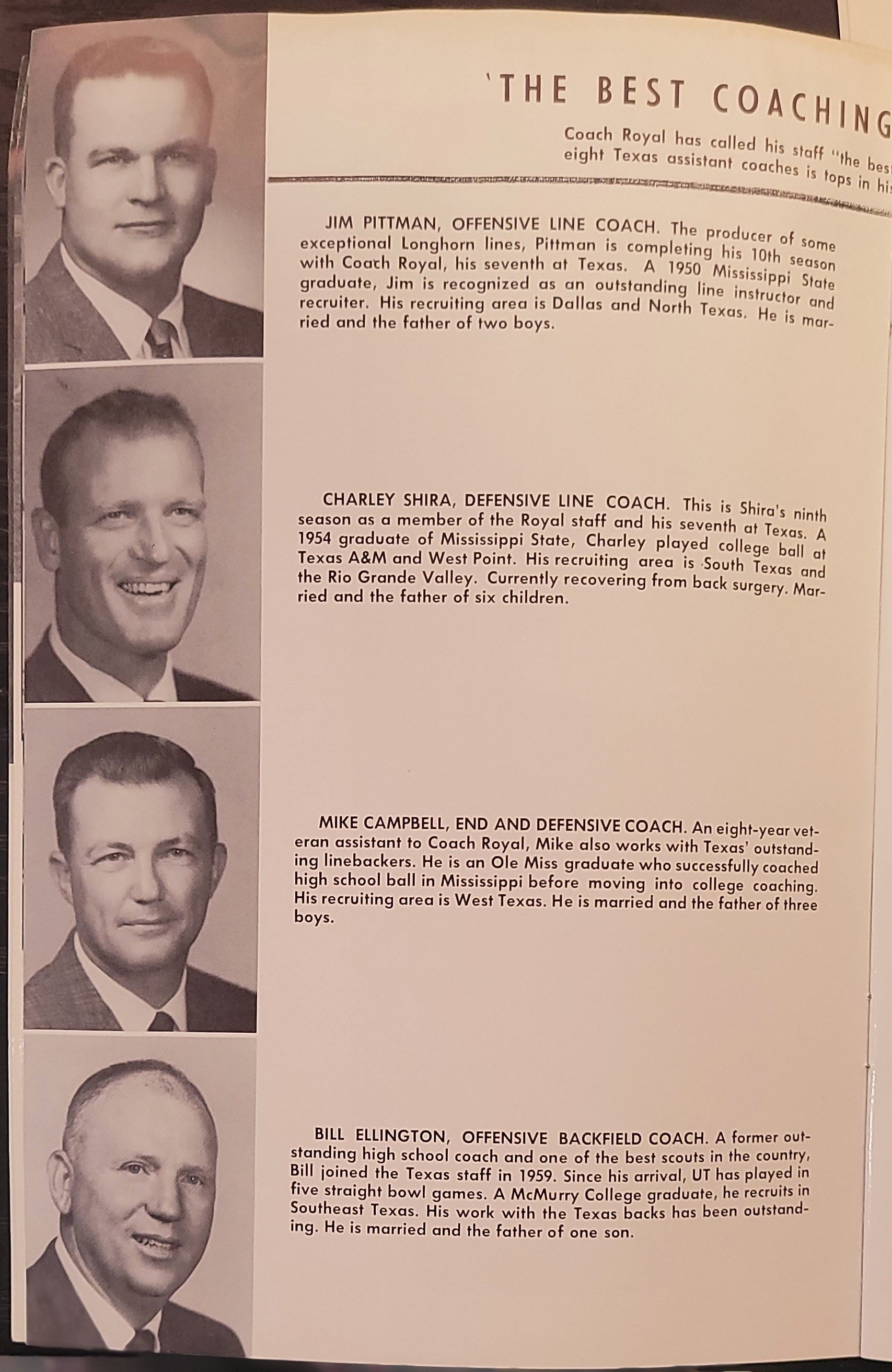 1963  coaches  Pittman o.l., Shira, D.l. Campbell- Defensive cordinator , Ellington, offensive backs.jpg