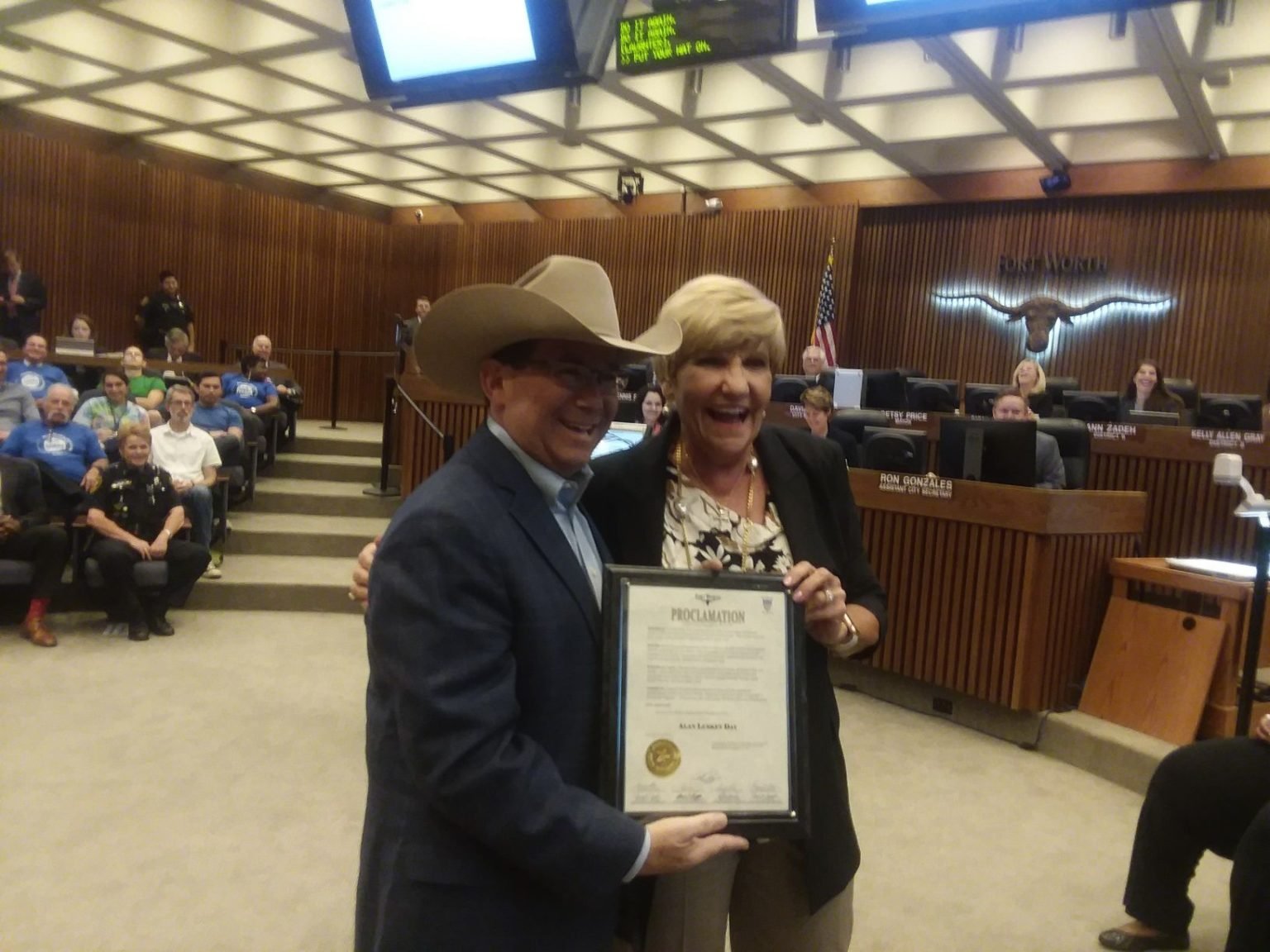  Alan Luskey receiving honor from the city of Fort Worth.  