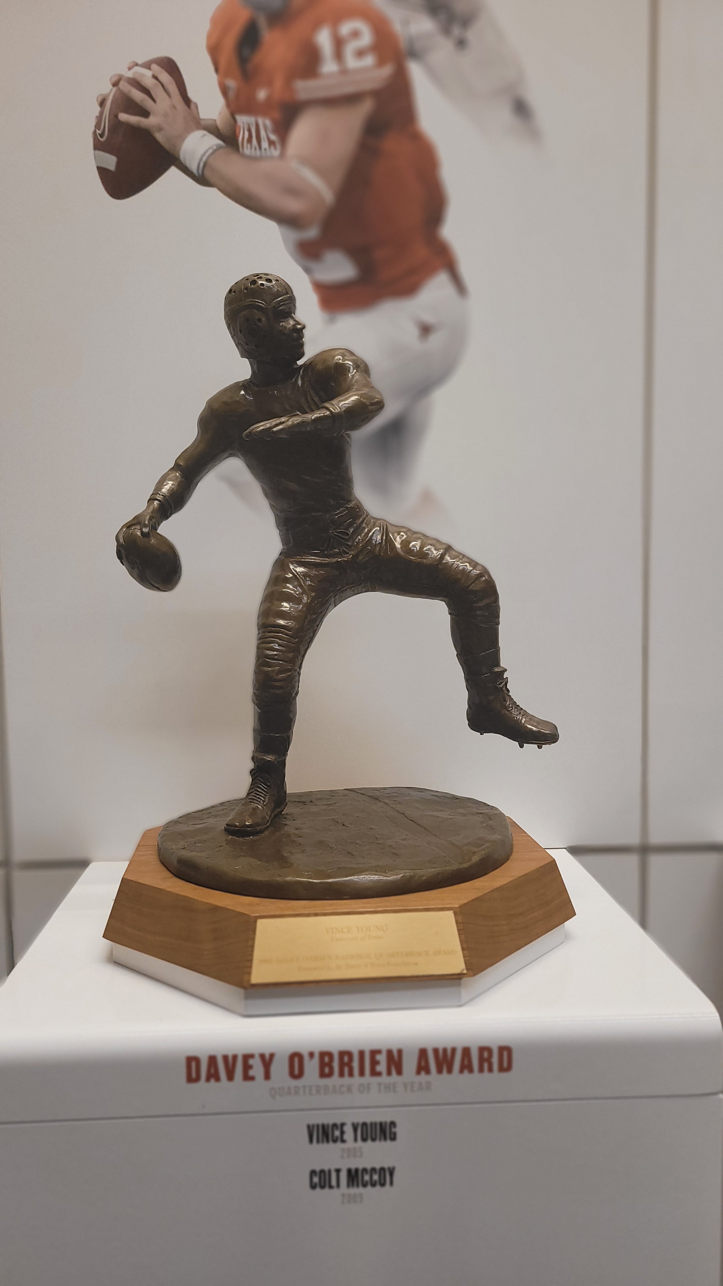 Recognized in North End zone Dave O'Brian Award, Vince Young 2005 and Colt McCoy 2009.jpg