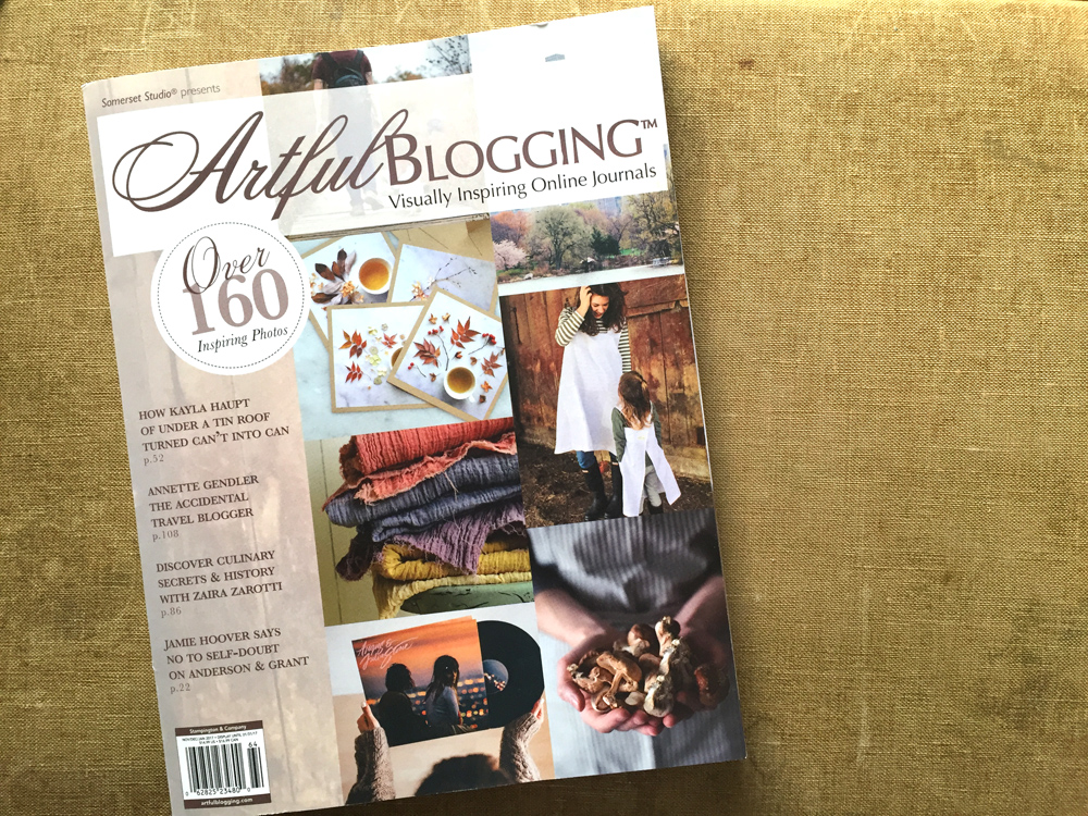 Untold Imprint naturally dyed scarves on the cover of Artful Blogging Winter 2017