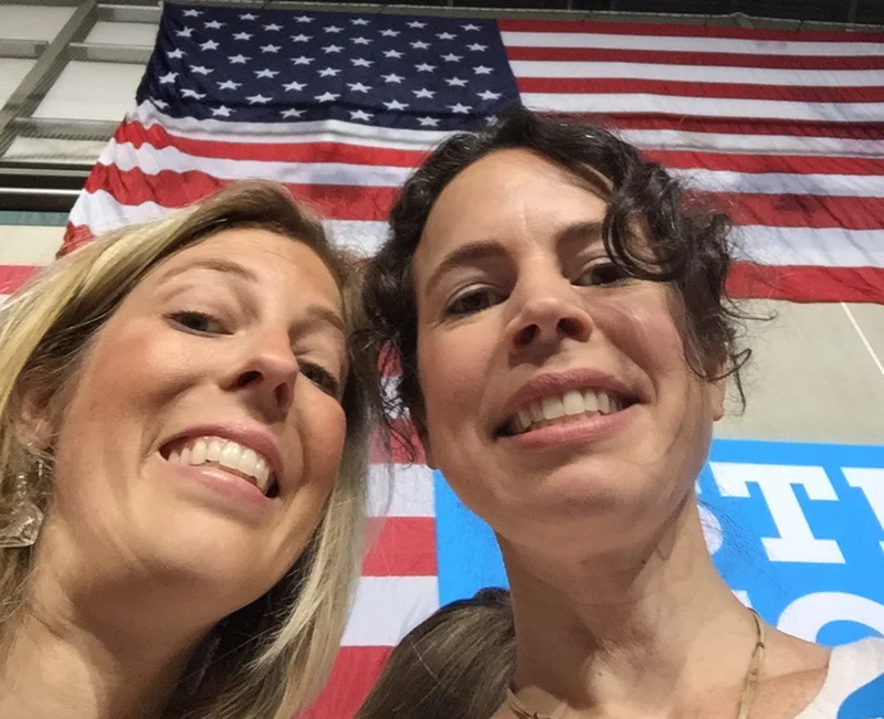 My sister Zoe and me at a Hillary rally in August 2016.