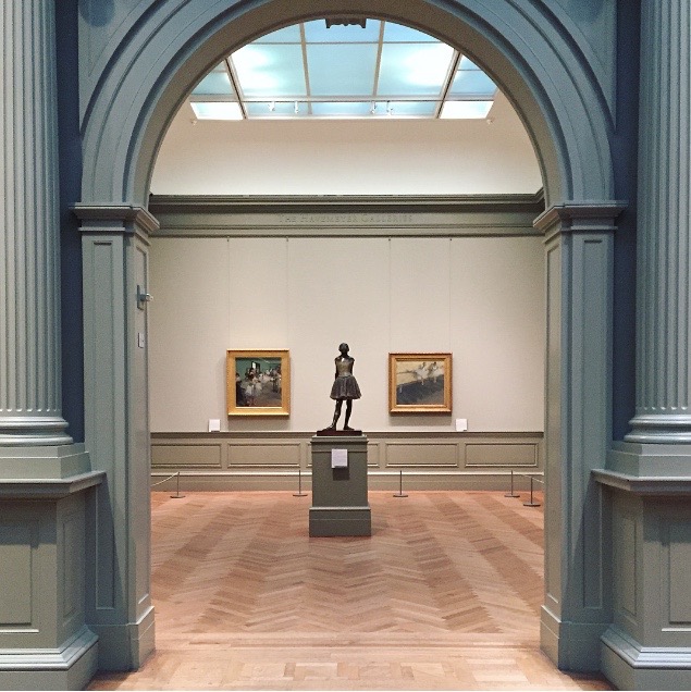The Little Fourteen-Year Old Dancer with The Dance Class and Dancers Practicing at the Barre , all by Edgar Degas.
