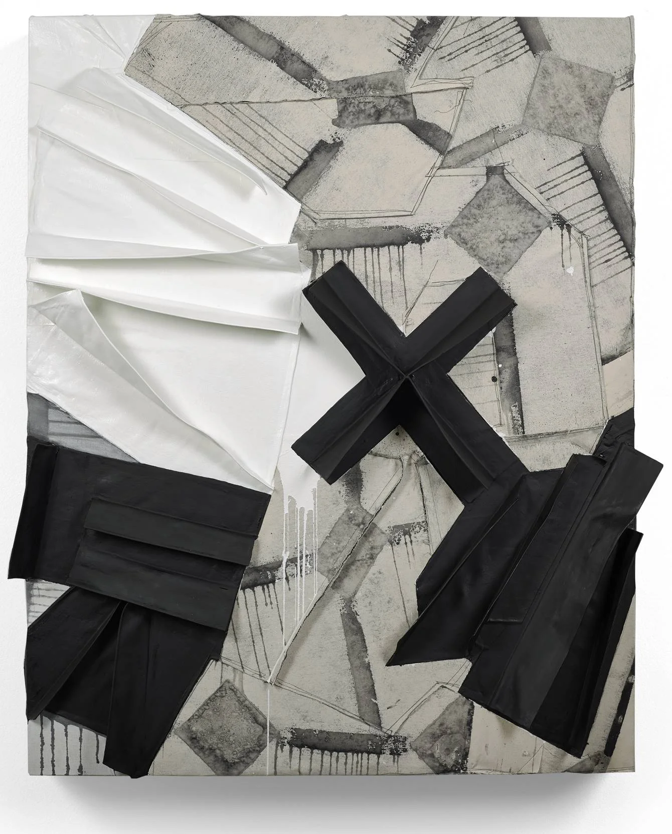 LANDSCAPIFICATION #13, 2013 60 x 48 inches, Acrylic, thread, oil on canvas and linen over panel