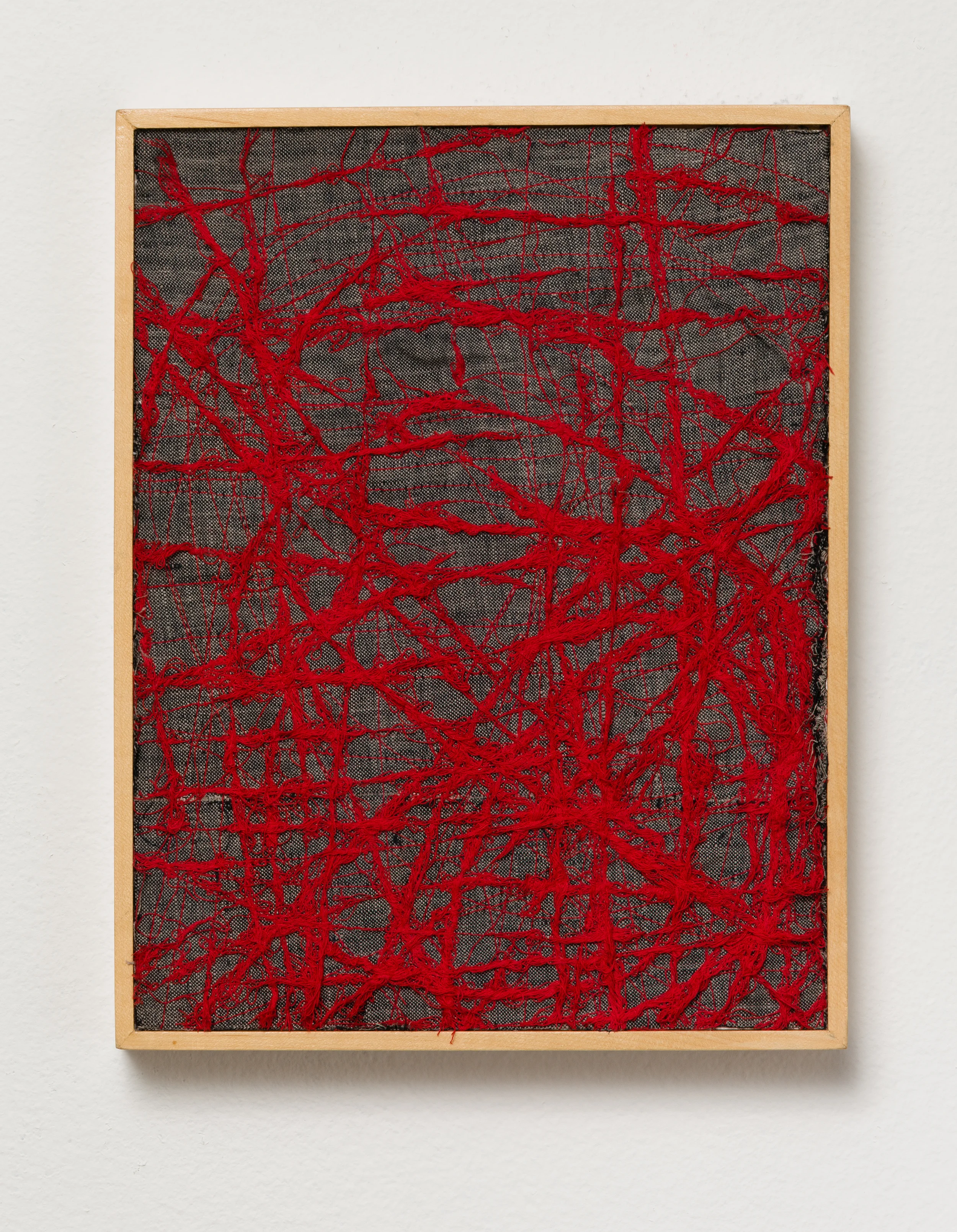 Texture/Parameter #23 2013 thread and linen on board framed 10 1/2 x 8 1/4 inches